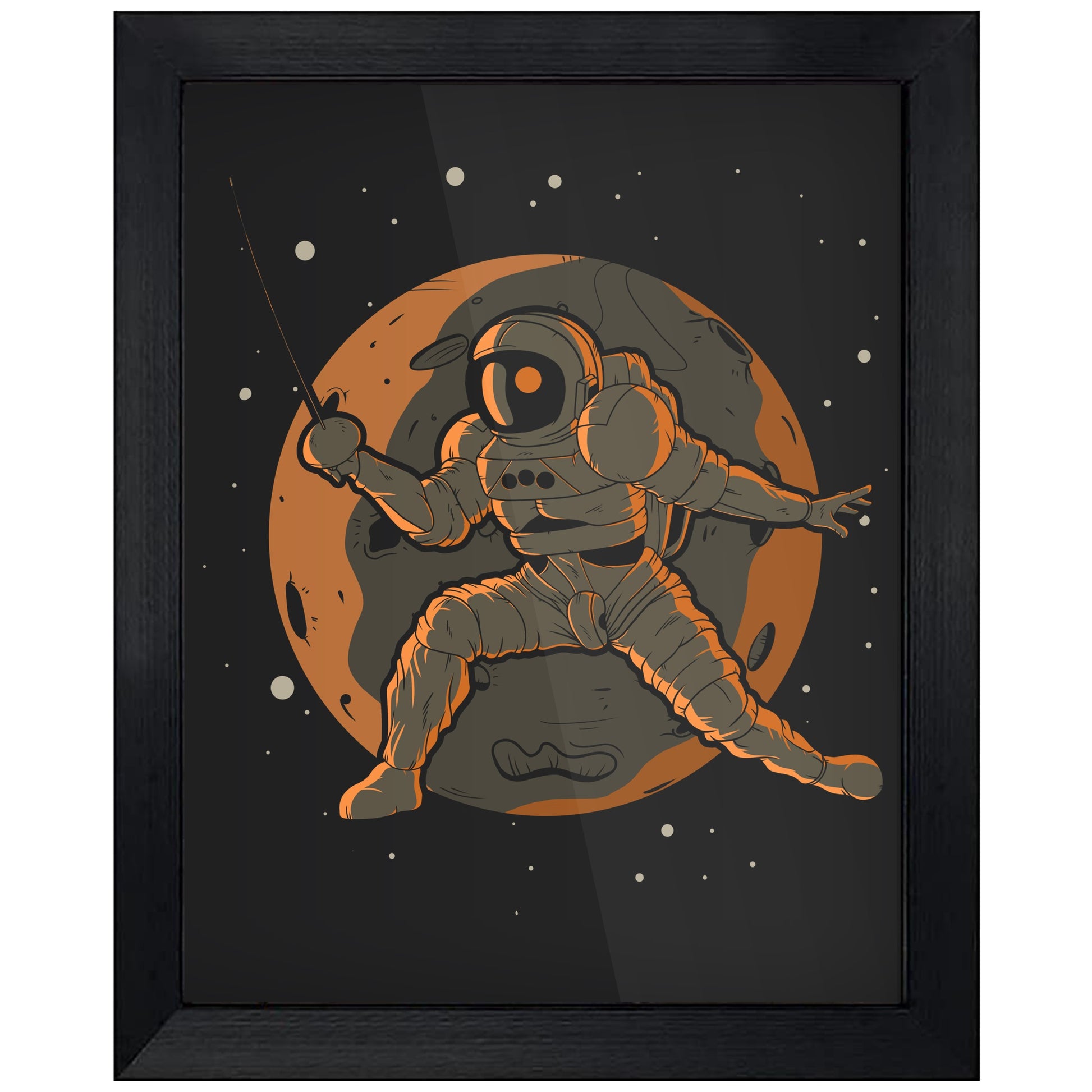 Fencing Astronaut Outer Space Spaceman 8"x10" Wall Art Print