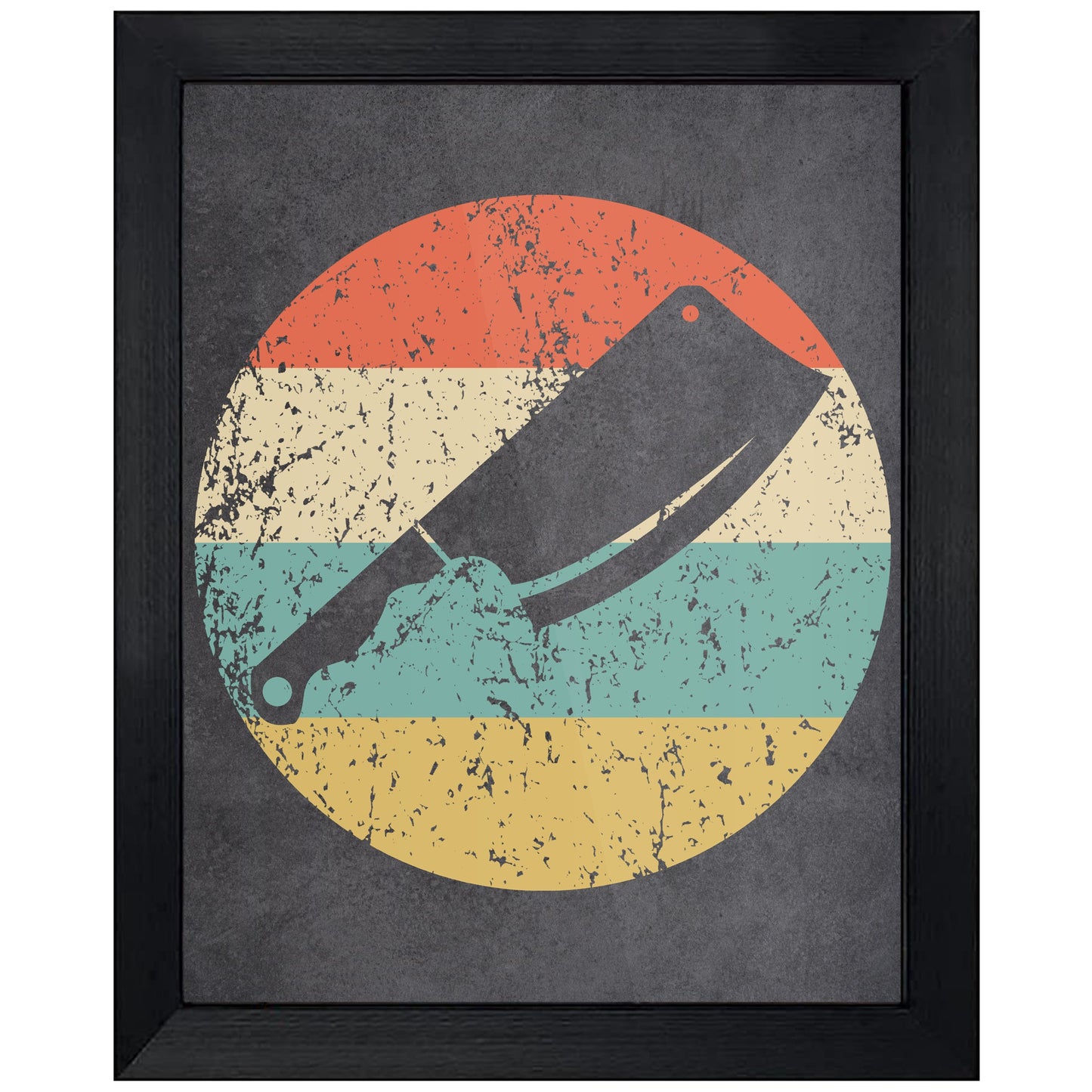 Meat Cleaver Knife Chef Icon Retro 8"x10" Wall Art Print