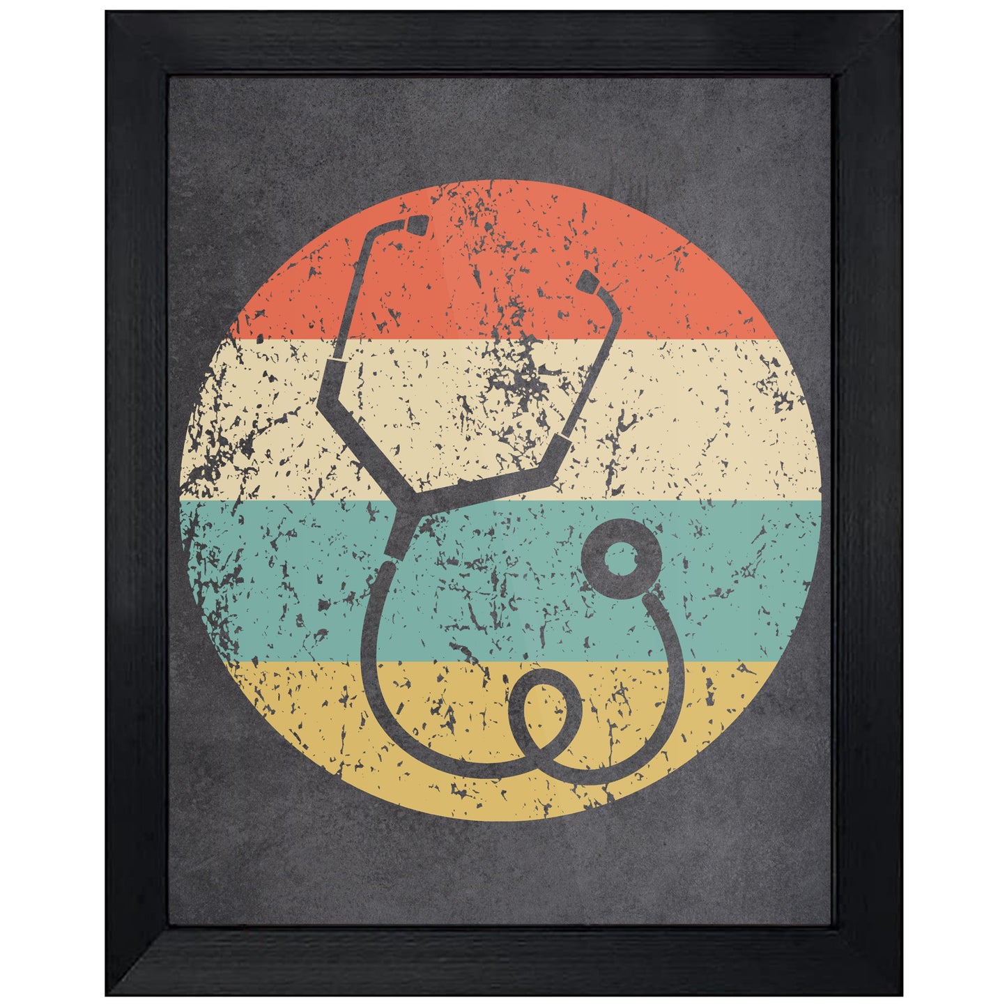 Medical Stethoscope Doctor Nurse Icon Retro 8"x10" Wall Art Print