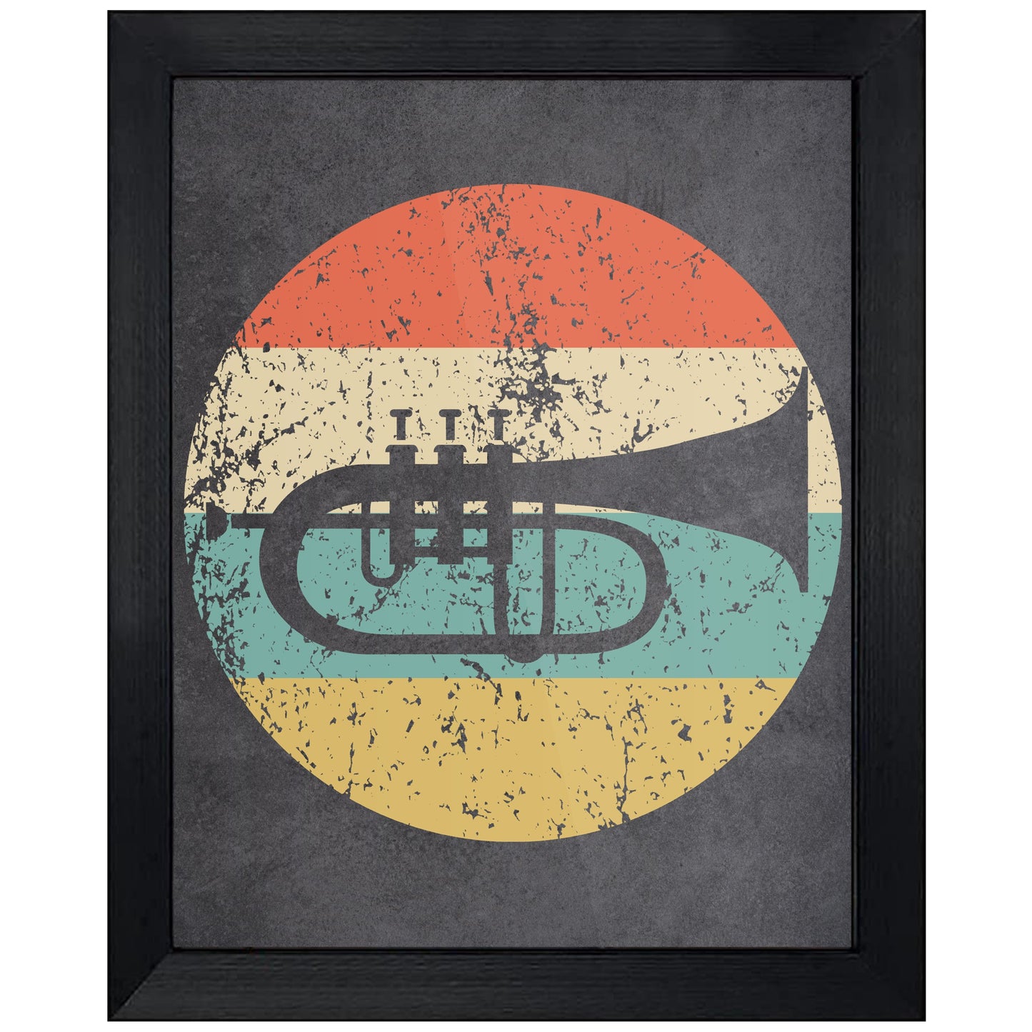 Flugelhorn Trumpet Musical Instrument Music Icon Retro 8"x10" Wall Art Print