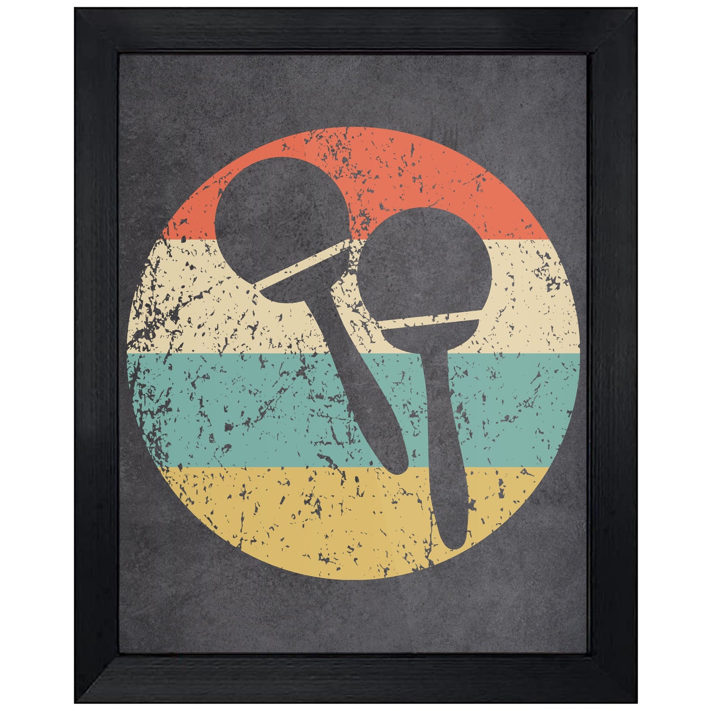 Maracas Musical Instrument Music Icon Retro 8"x10" Wall Art Print
