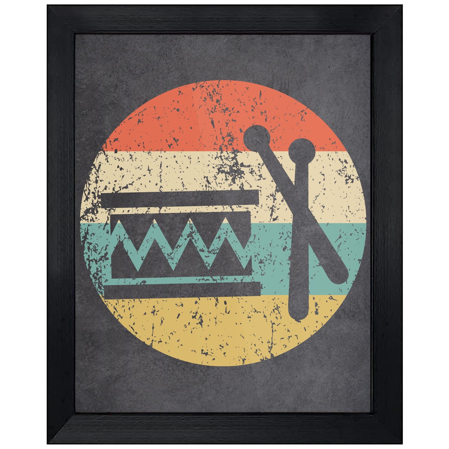Marching Band Drum Musical Instrument Music Icon Retro 8"x10" Wall Art Print