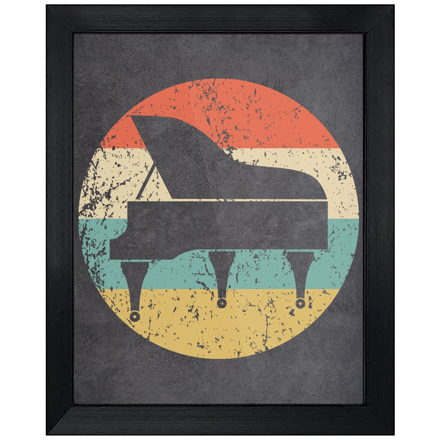 Piano Musical Instrument Music Icon Retro 8"x10" Wall Art Print