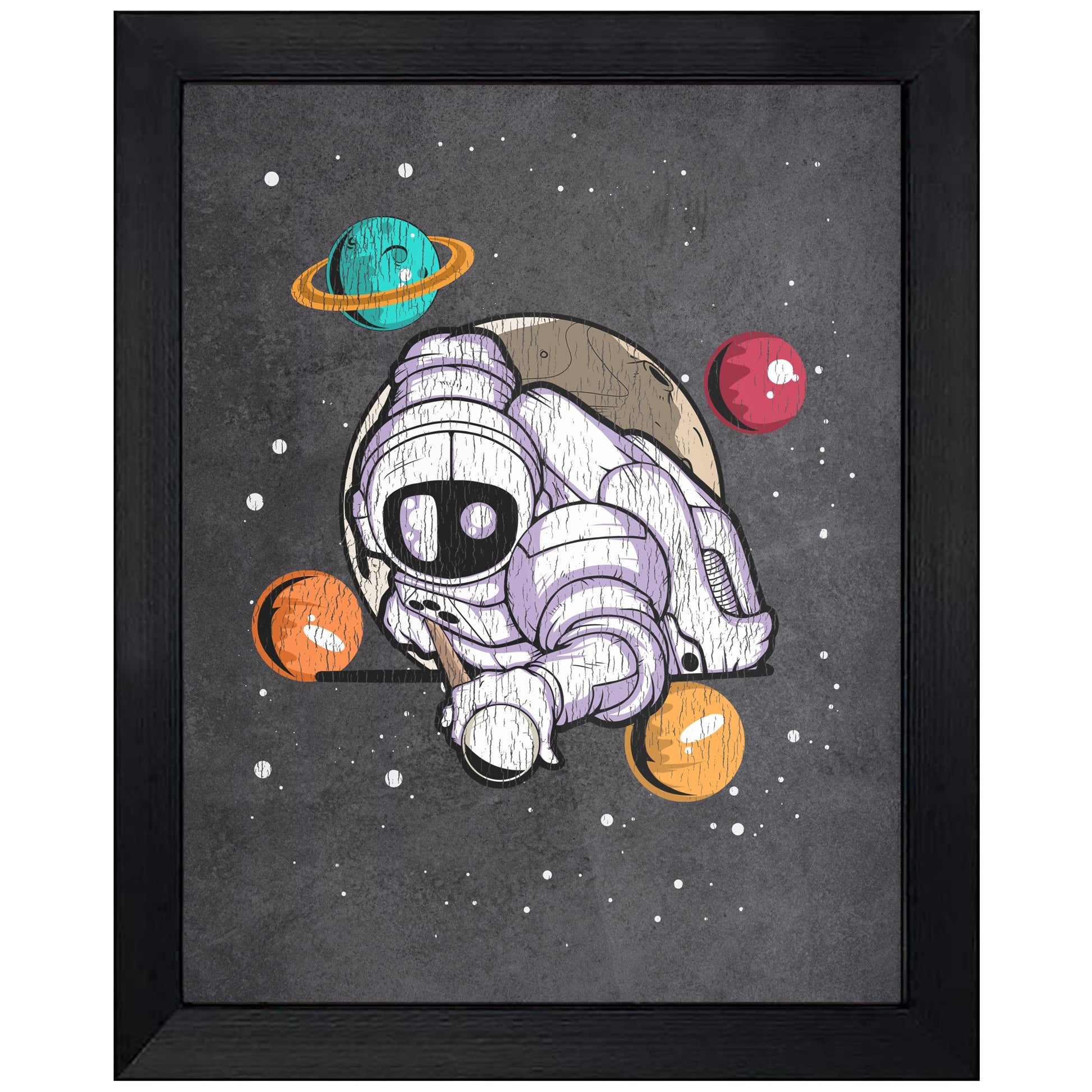 Billiards Astronaut Outer Space Spaceman Distressed 8"x10" Wall Art Print