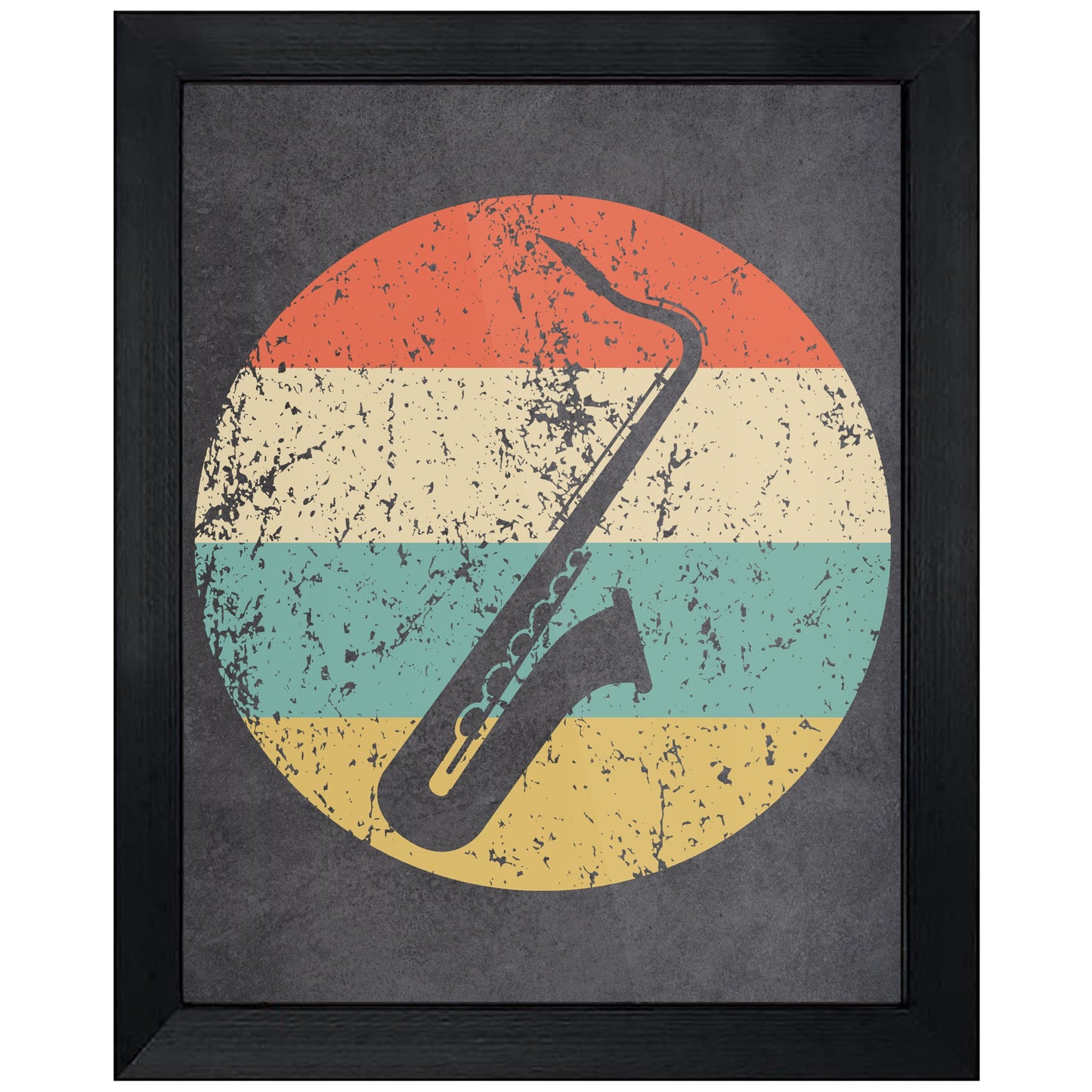 Saxophone Musical Instrument Music Icon Retro 8"x10" Wall Art Print