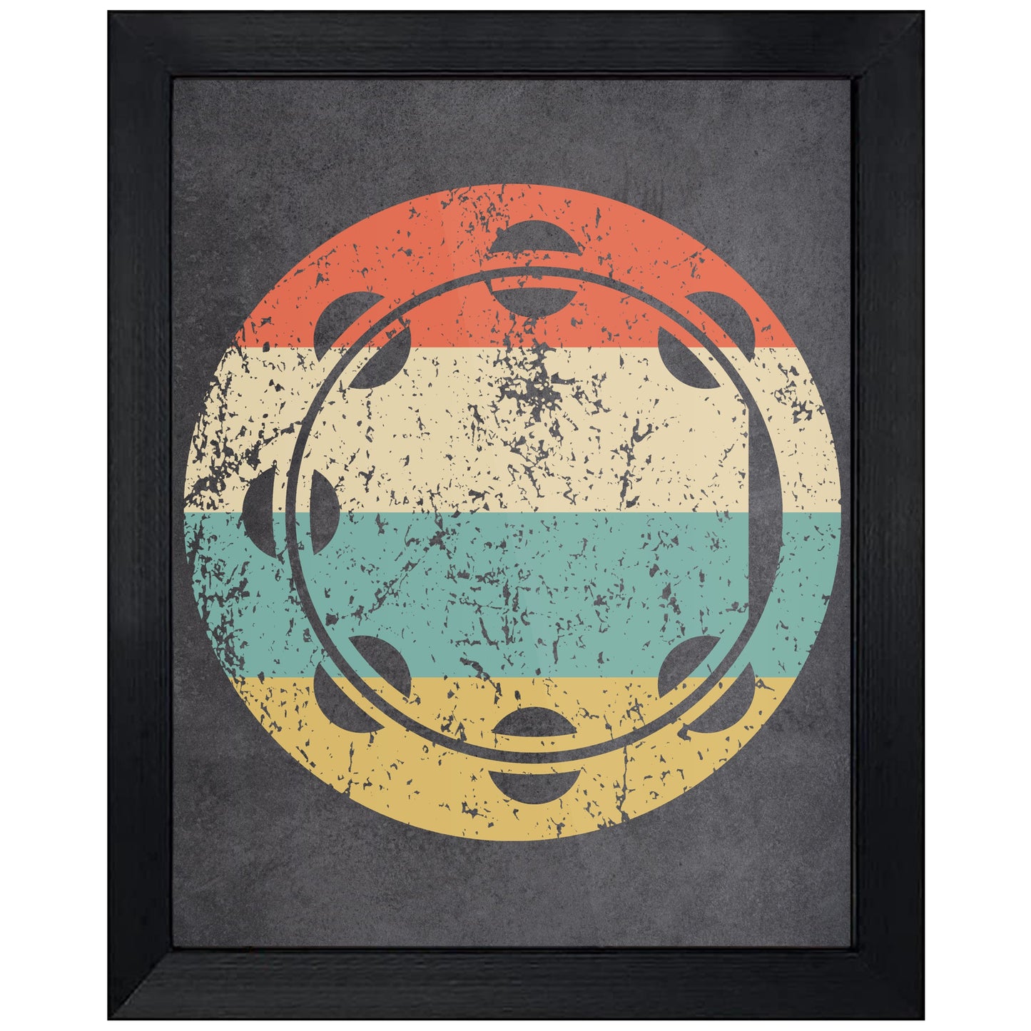 Tambourine Musical Instrument Music Icon Retro 8"x10" Wall Art Print