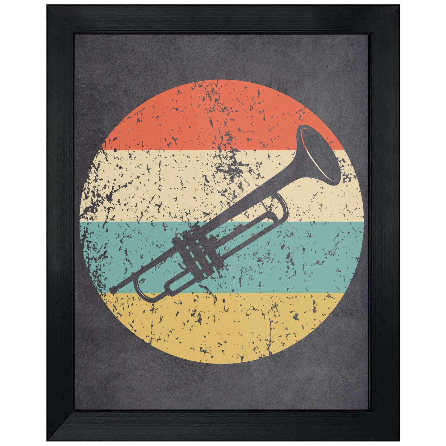 Trumpet Musical Instrument Music Icon Retro 8"x10" Wall Art Print