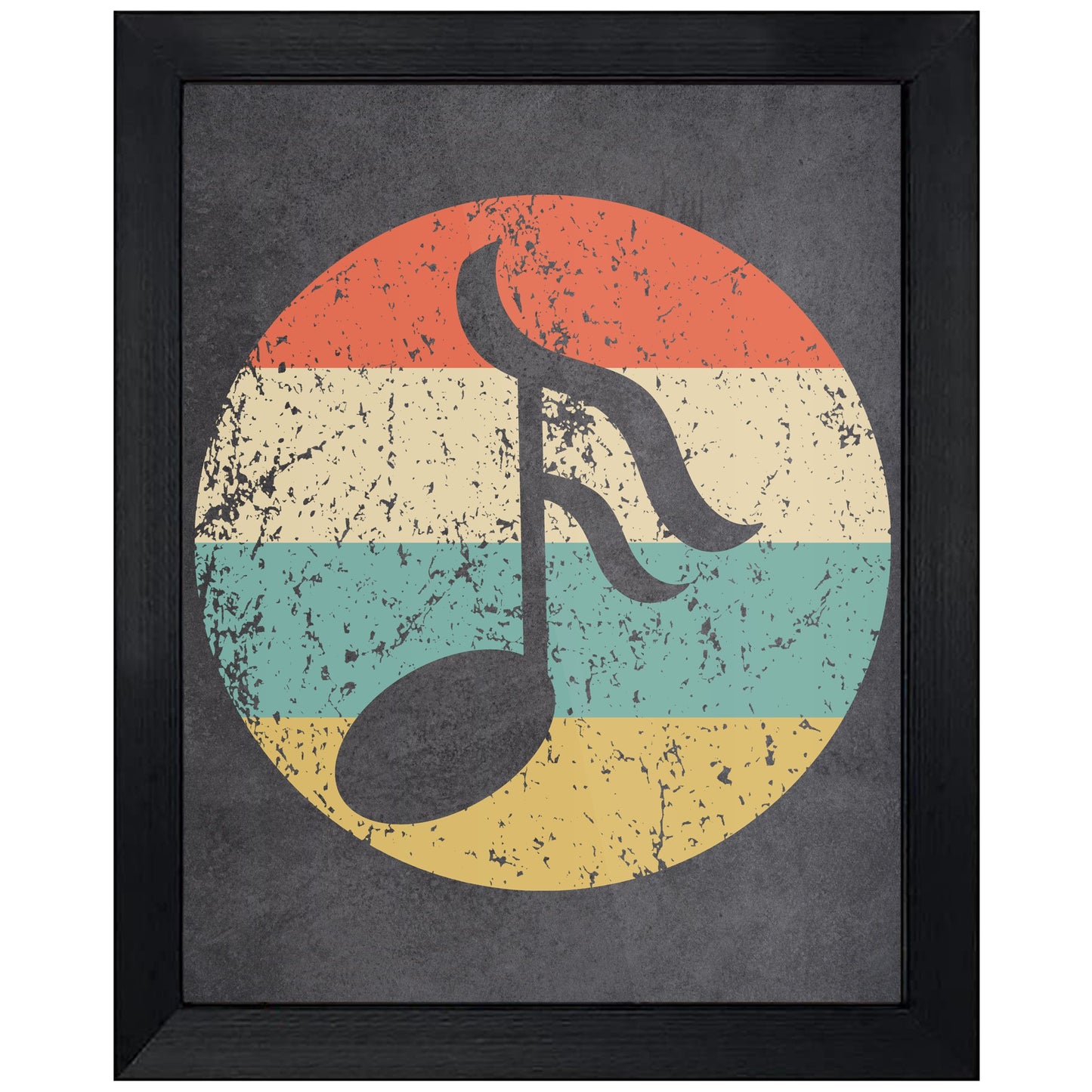 16th Note Music Icon Retro 8"x10" Wall Art Print