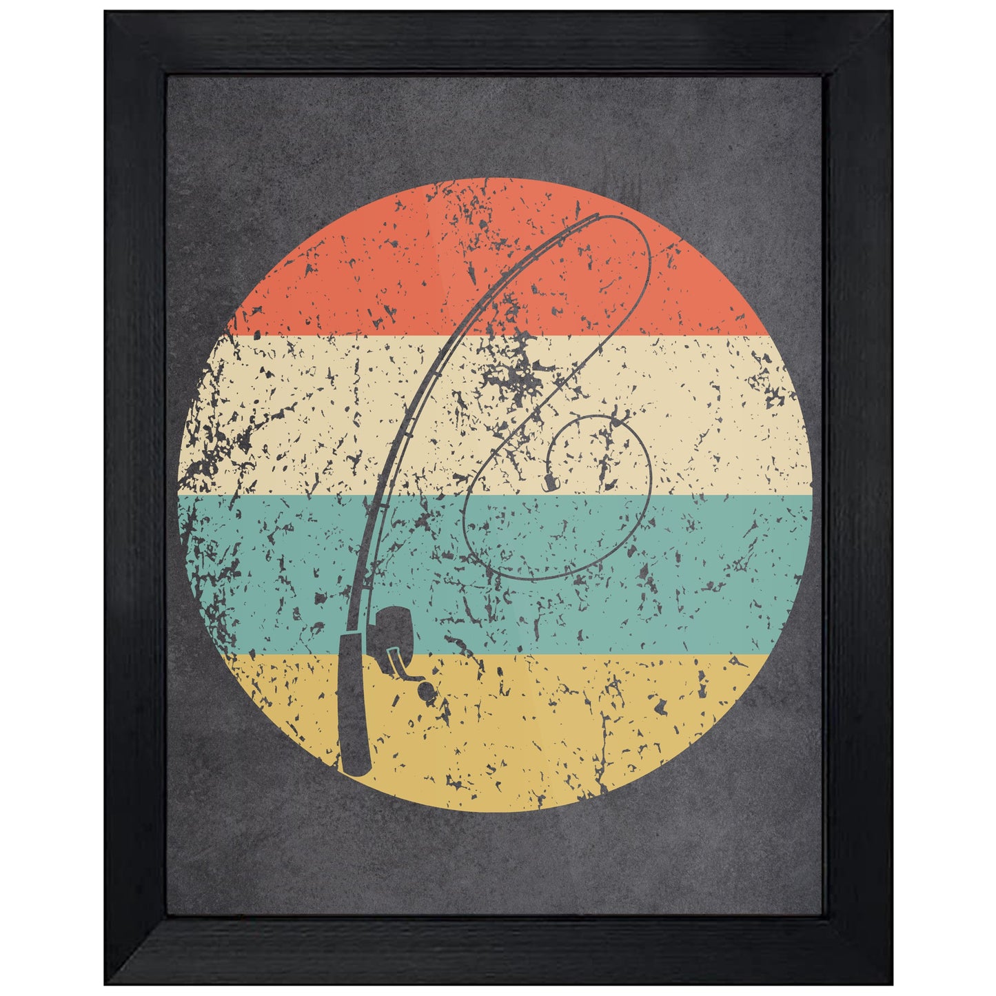 Fishing Pole Icon Retro 8"x10" Wall Art Print