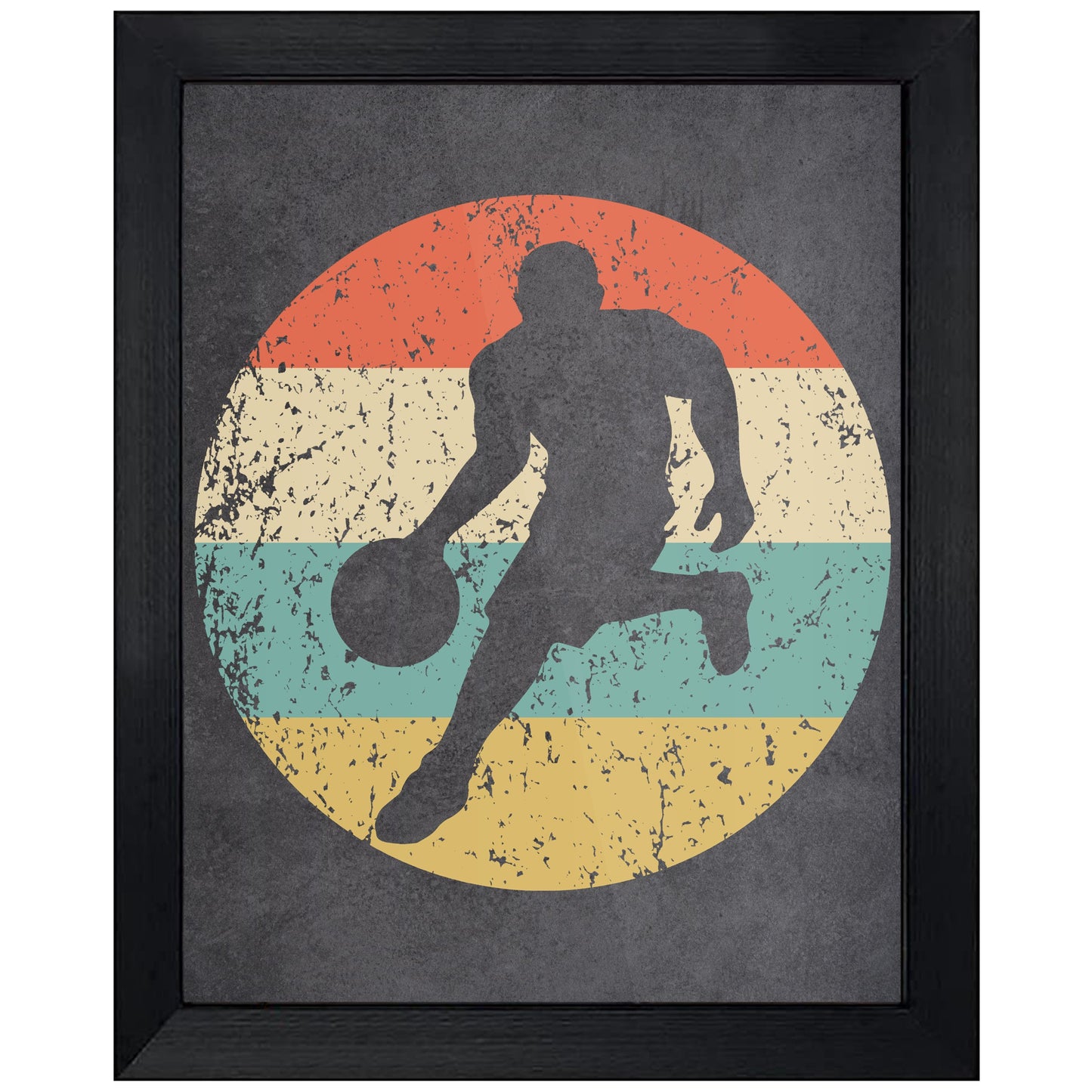Basketball Player Dribbling Sports Icon Retro 8"x10" Wall Art Print