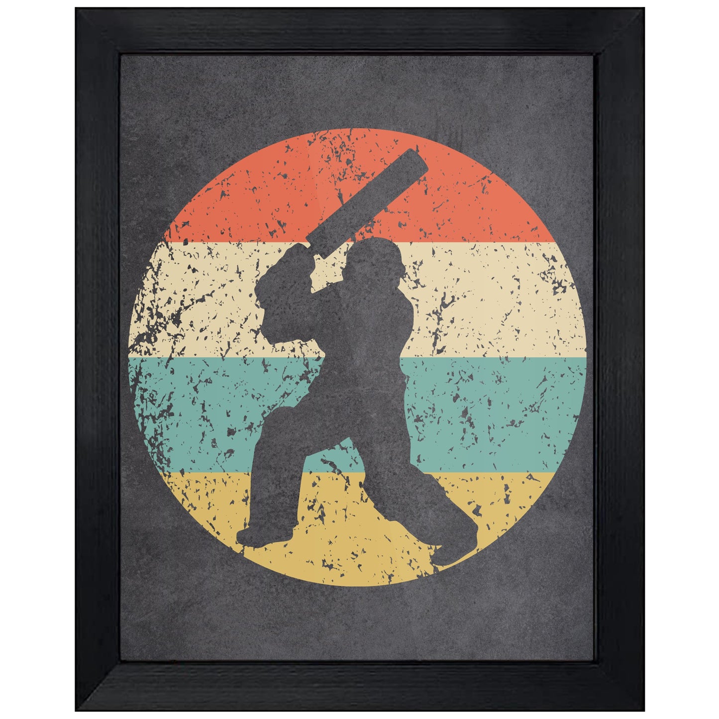 Cricket Player Sports Icon Retro 8"x10" Wall Art Print