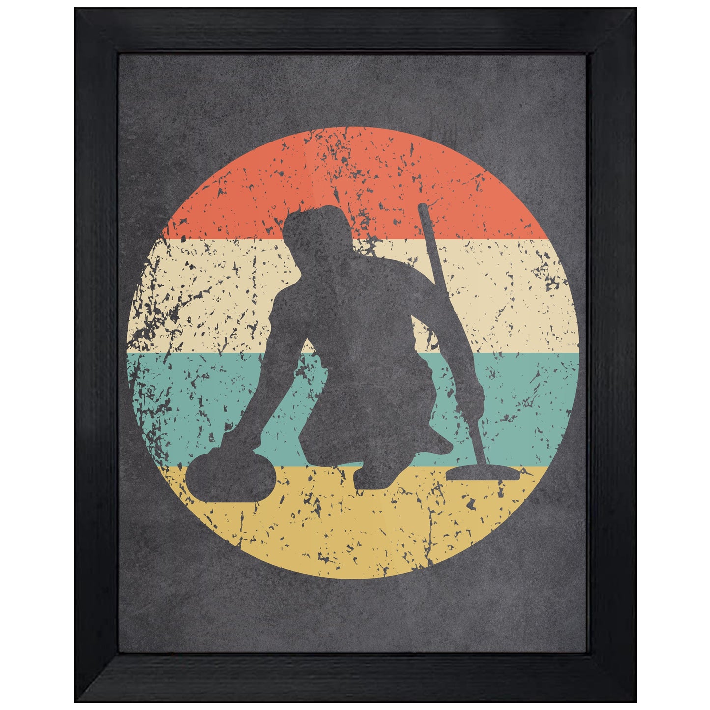 Curler Curling Sports Icon Retro 8"x10" Wall Art Print