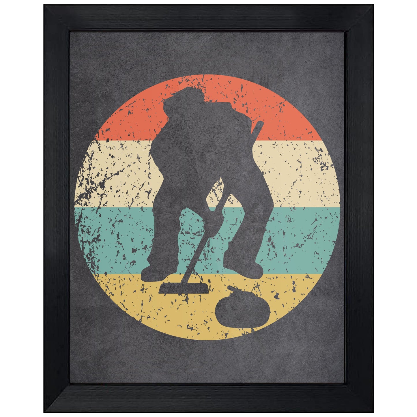 Curling Curler Sports Icon Retro 8"x10" Wall Art Print