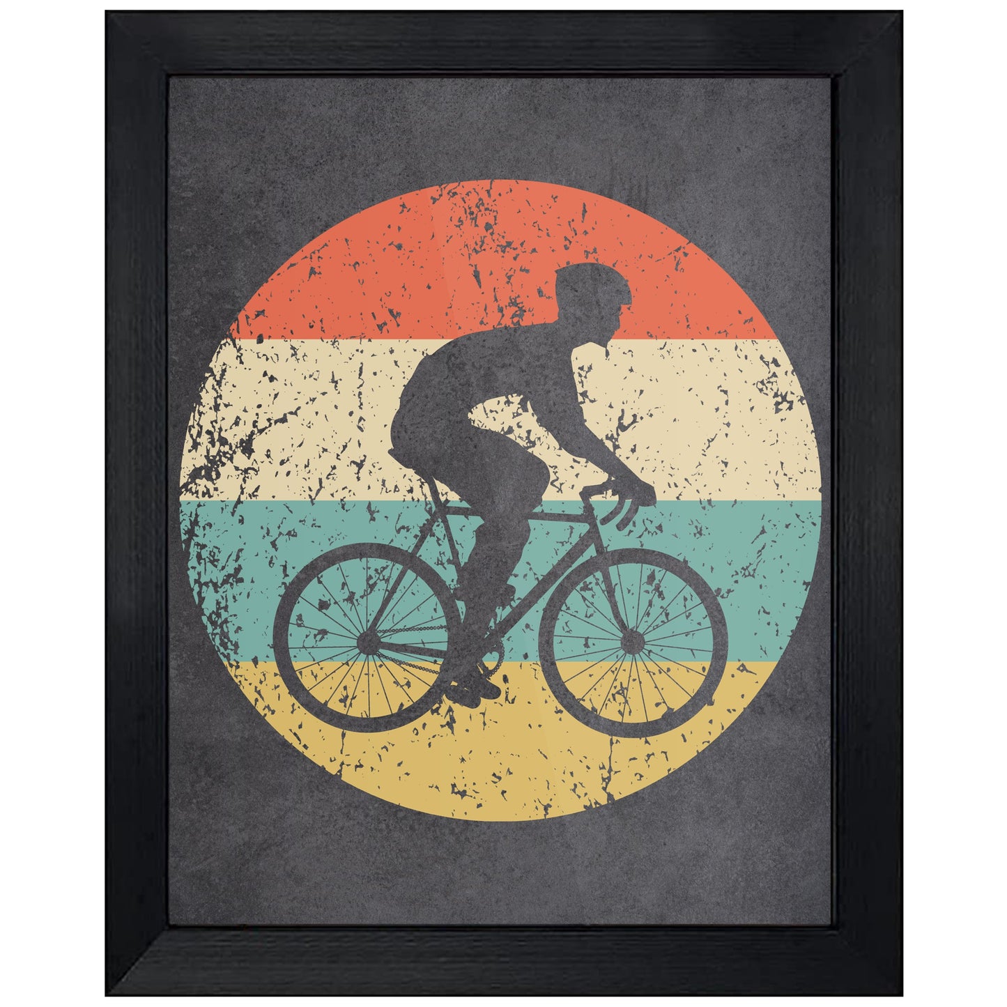 Cyclist Riding Bike Cycling Sports Icon Retro 8"x10" Wall Art Print