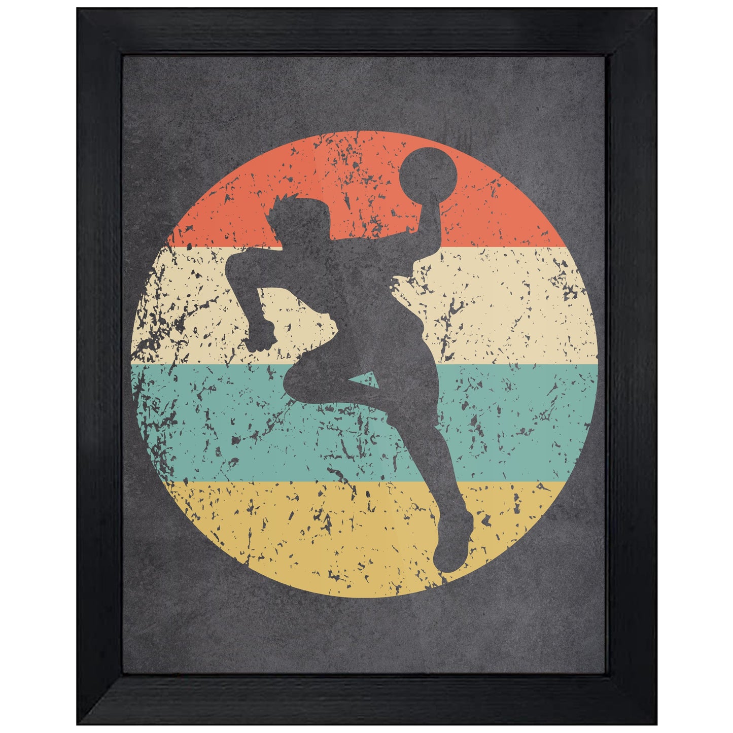Dodgeball Handball Player Sports Icon Retro 8"x10" Wall Art Print