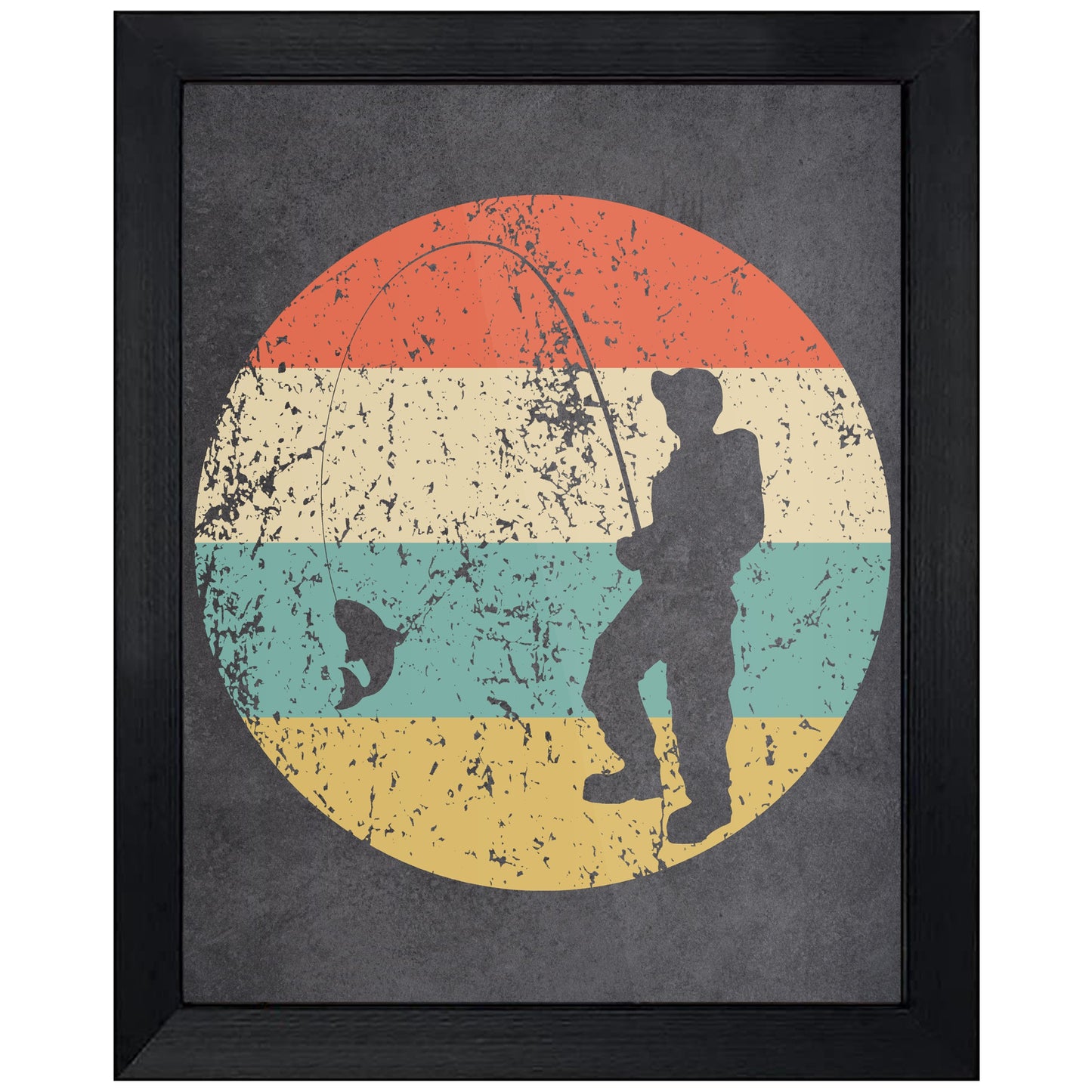 Fisherman Sports Icon Retro 8"x10" Wall Art Print