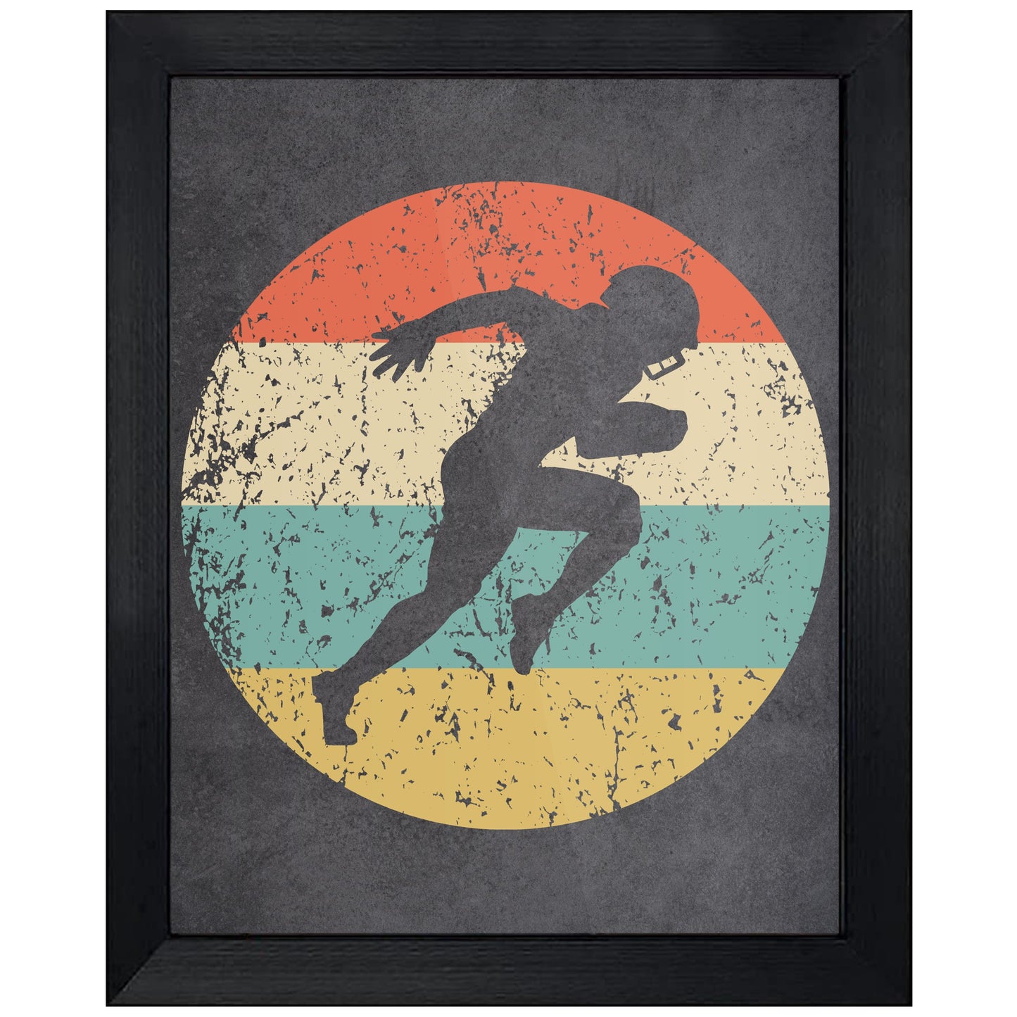 Running Back Football Player Sports Icon Retro 8"x10" Wall Art Print