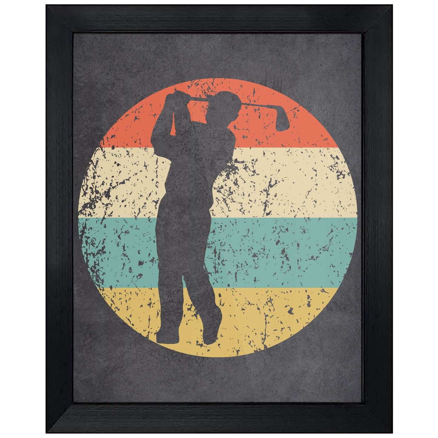 Golfer Golf Swing Sports Icon Retro 8"x10" Wall Art Print