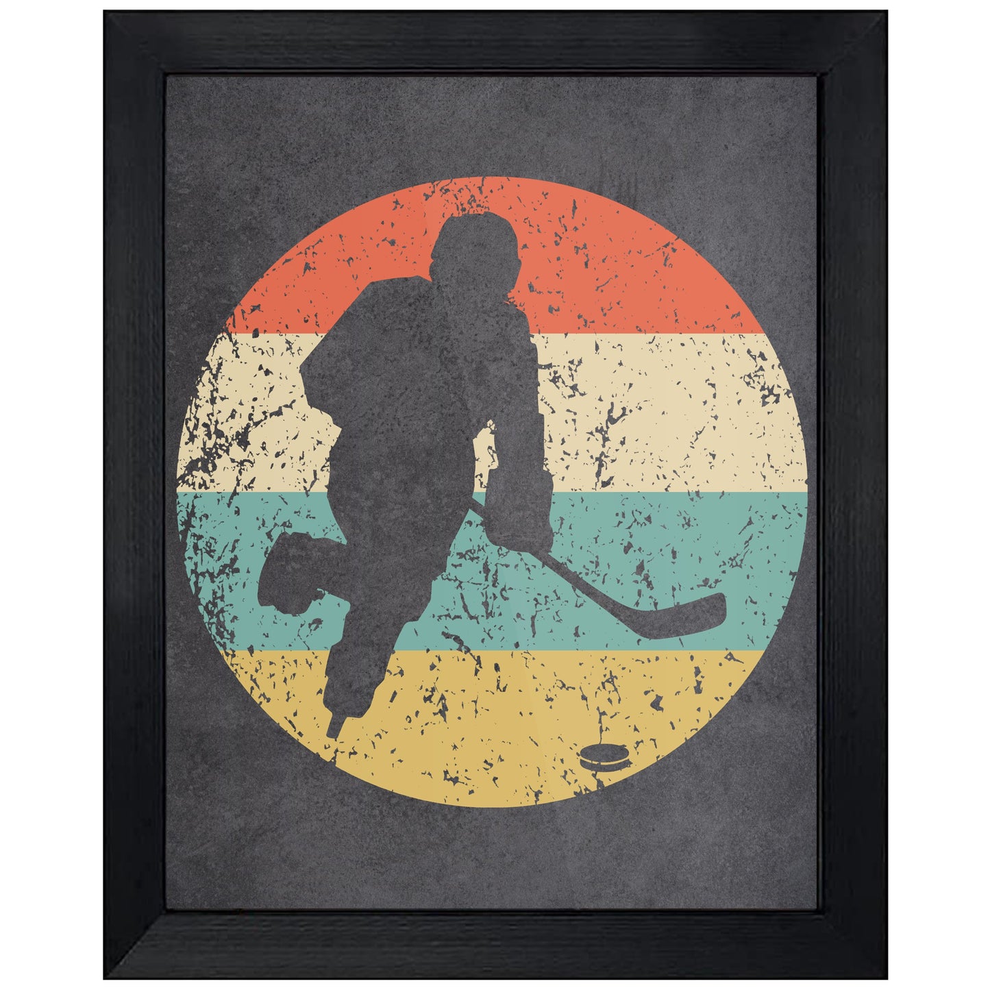 Hockey Player Sports Icon Retro 8"x10" Wall Art Print