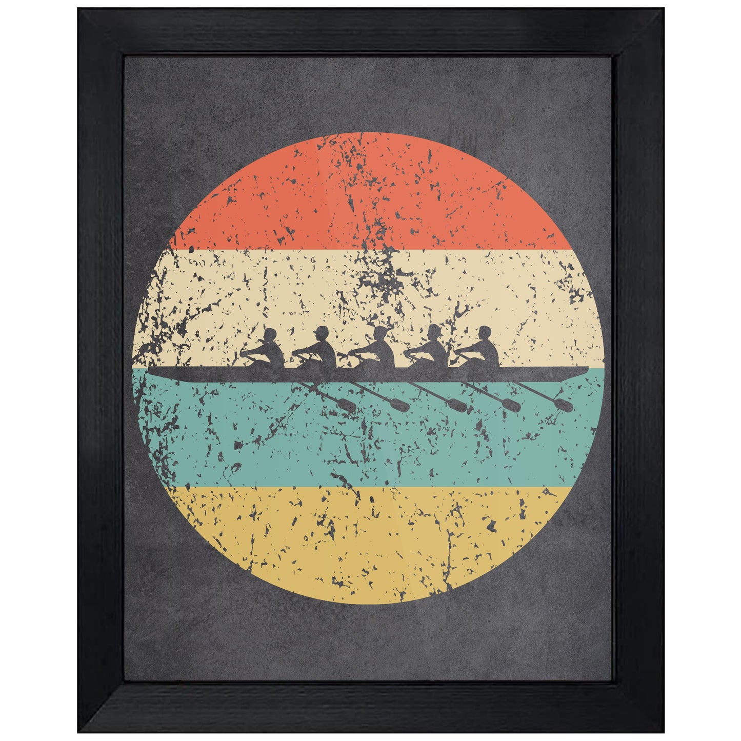 Crew Boat Rowing Sports Icon Retro 8"x10" Wall Art Print