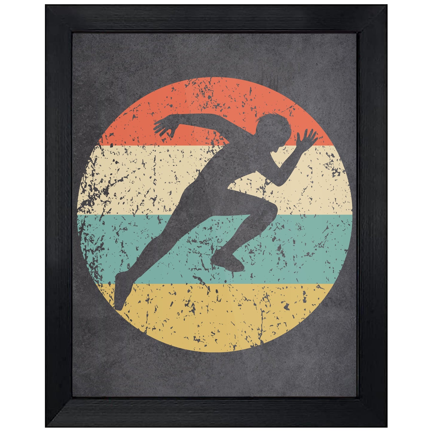Sprinter Running Track and Field Sports Icon Retro 8"x10" Wall Art Print