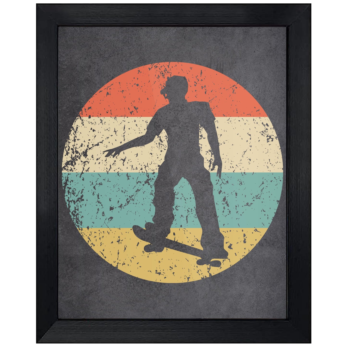 Skateboarder Skateboarding Skater Sports Icon Retro 8"x10" Wall Art Print