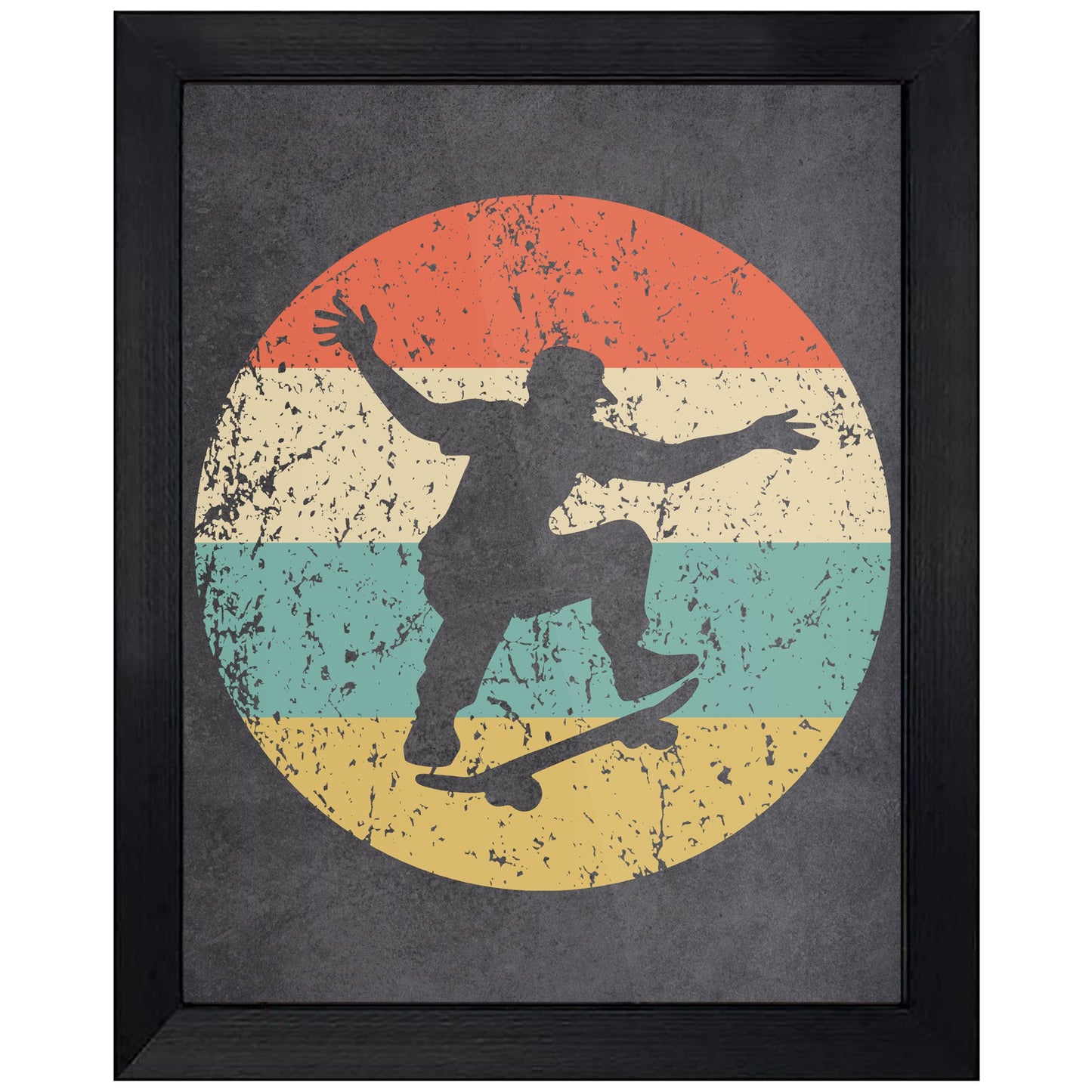 Skateboarder Skateboarding Skater Ollie Sports Icon Retro 8"x10" Wall Art Print
