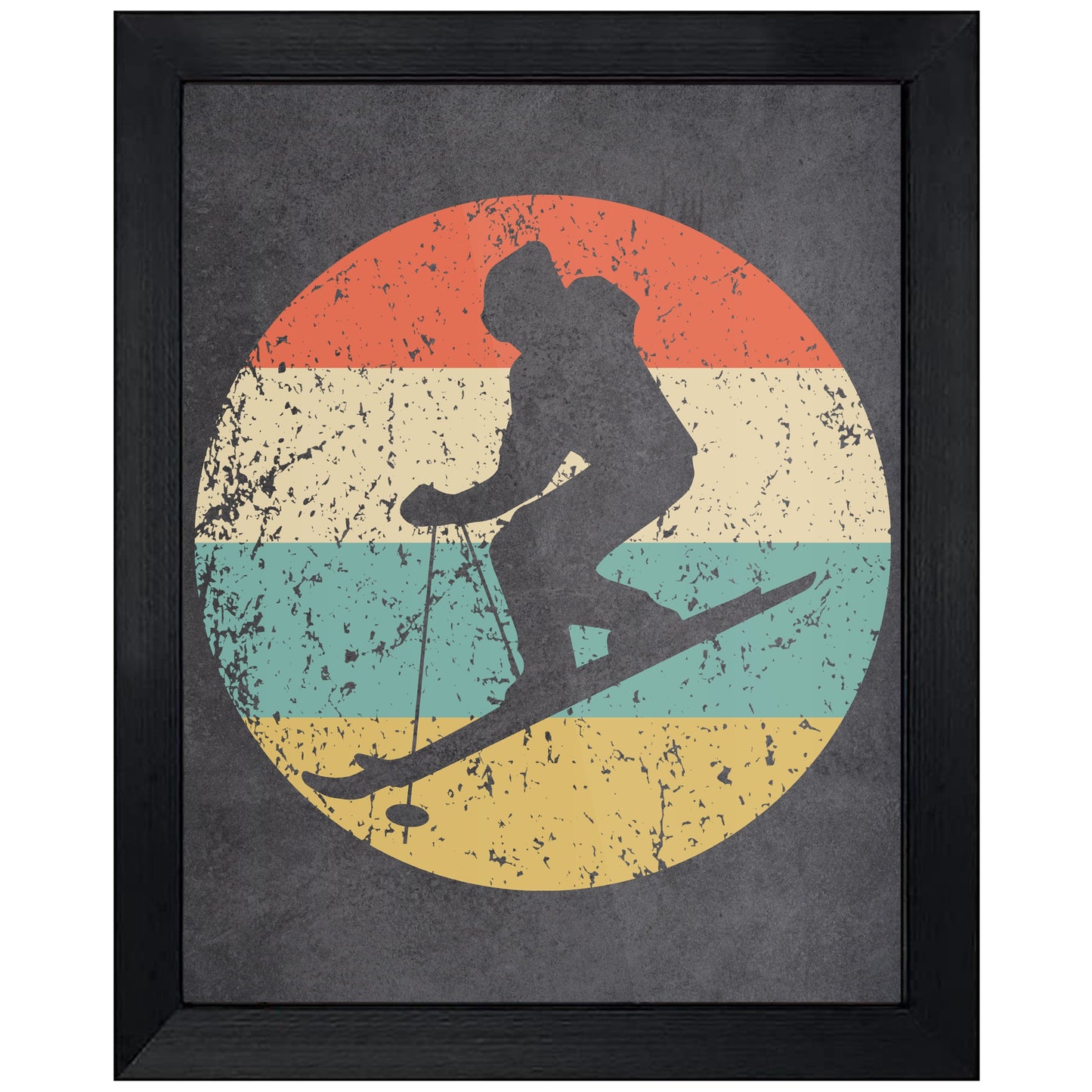 Downhill Skier Skiing Sports Icon Retro 8"x10" Wall Art Print