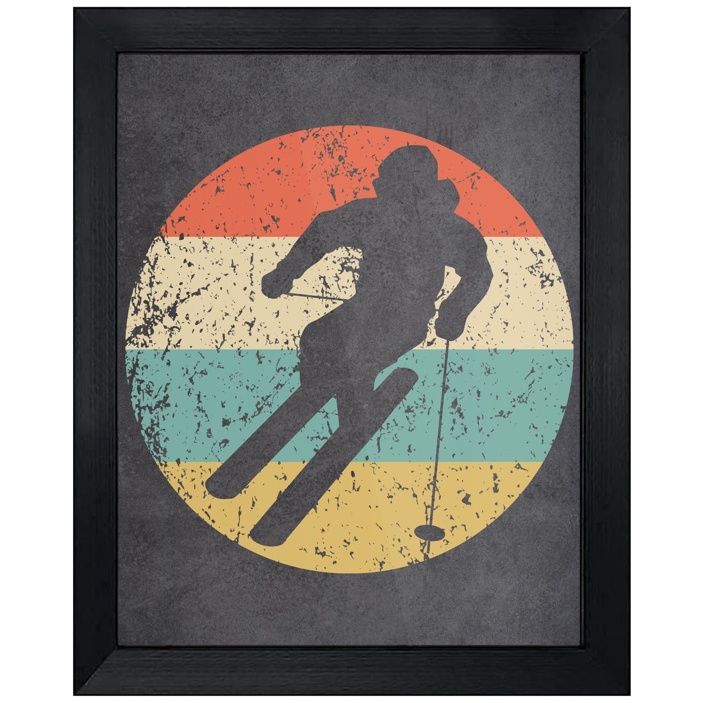 Downhill Skier Skiing Sports Icon Retro 8"x10" Wall Art Print