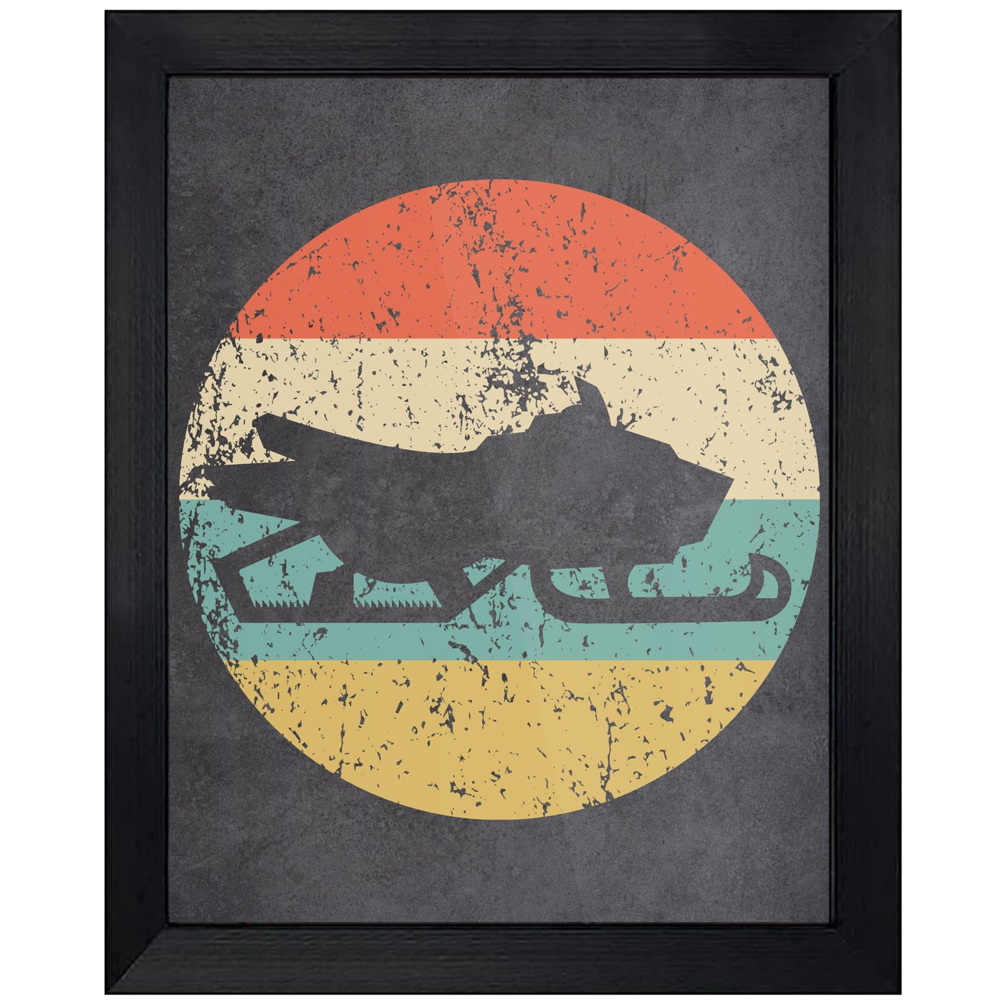 Snowmobile Sports Icon Retro 8"x10" Wall Art Print