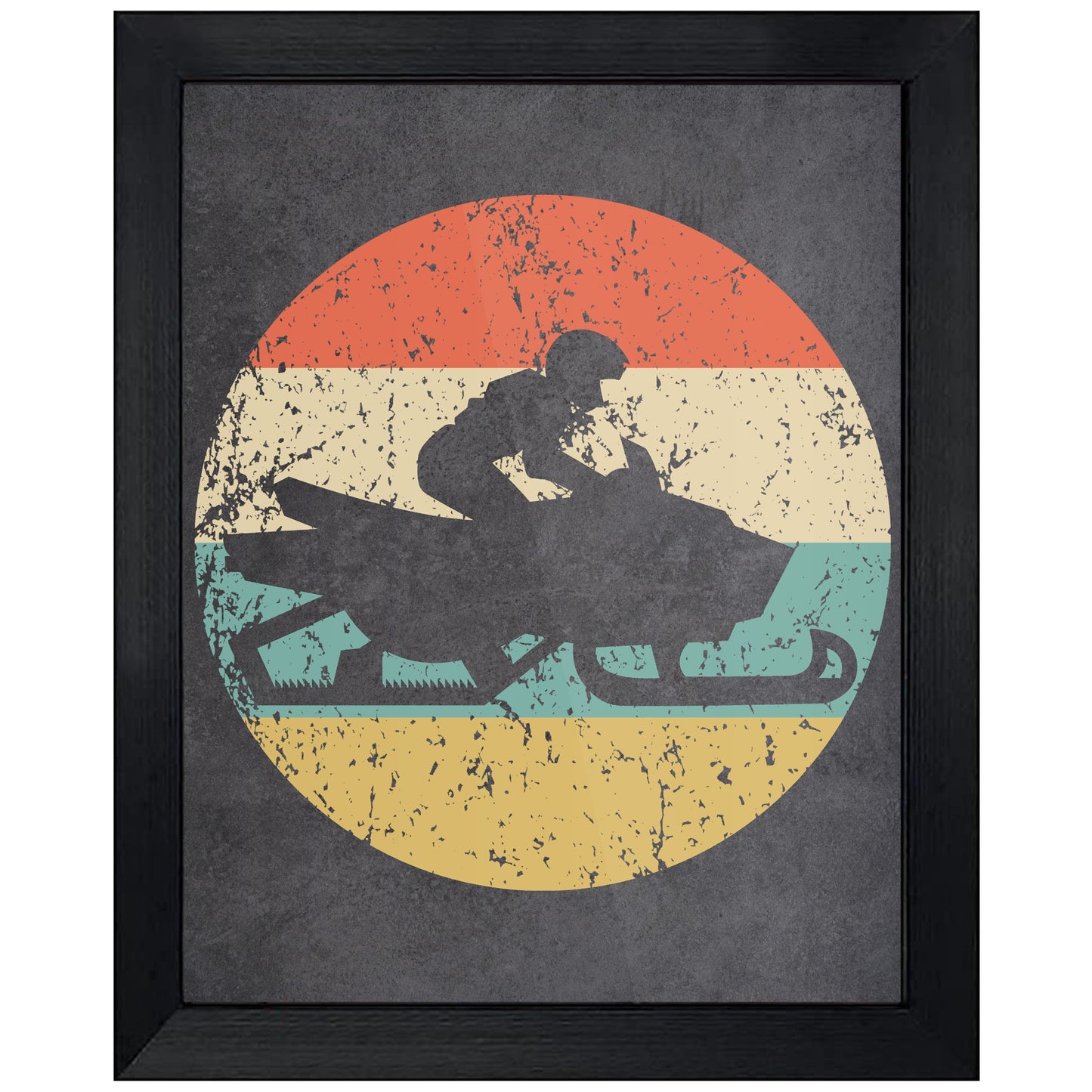 Snowmobile Snowmobiler Sports Icon Retro 8"x10" Wall Art Print