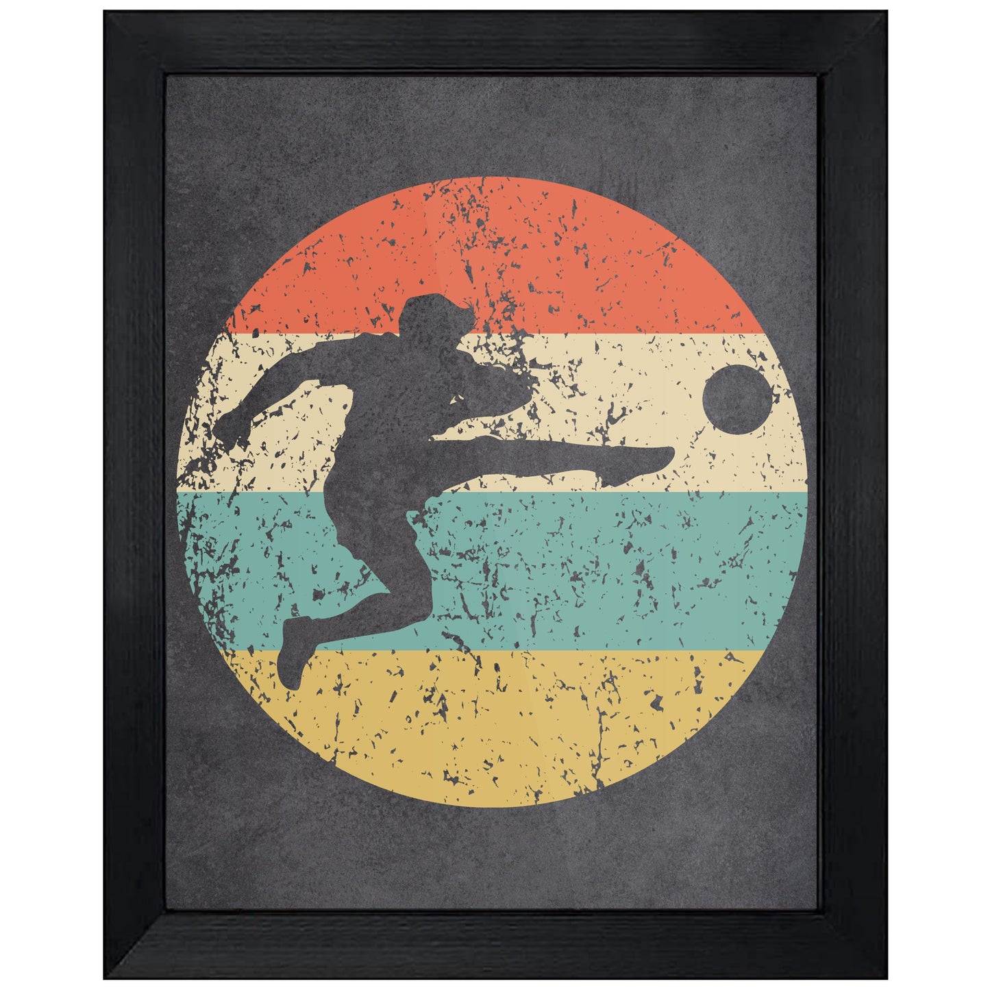 Soccer Player Kick Sports Icon Retro 8"x10" Wall Art Print