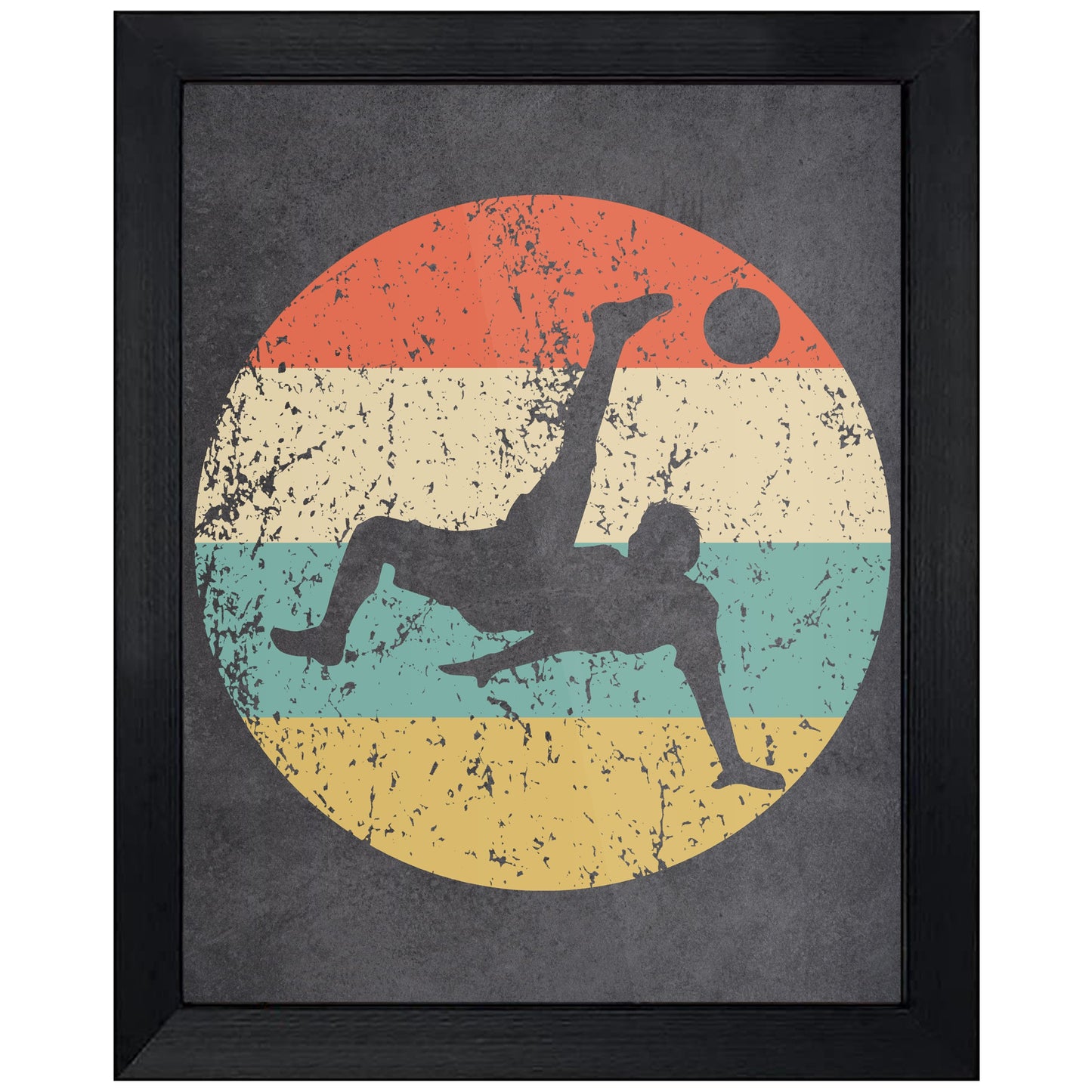 Soccer Player Bicycle Kick Sports Icon Retro 8"x10" Wall Art Print