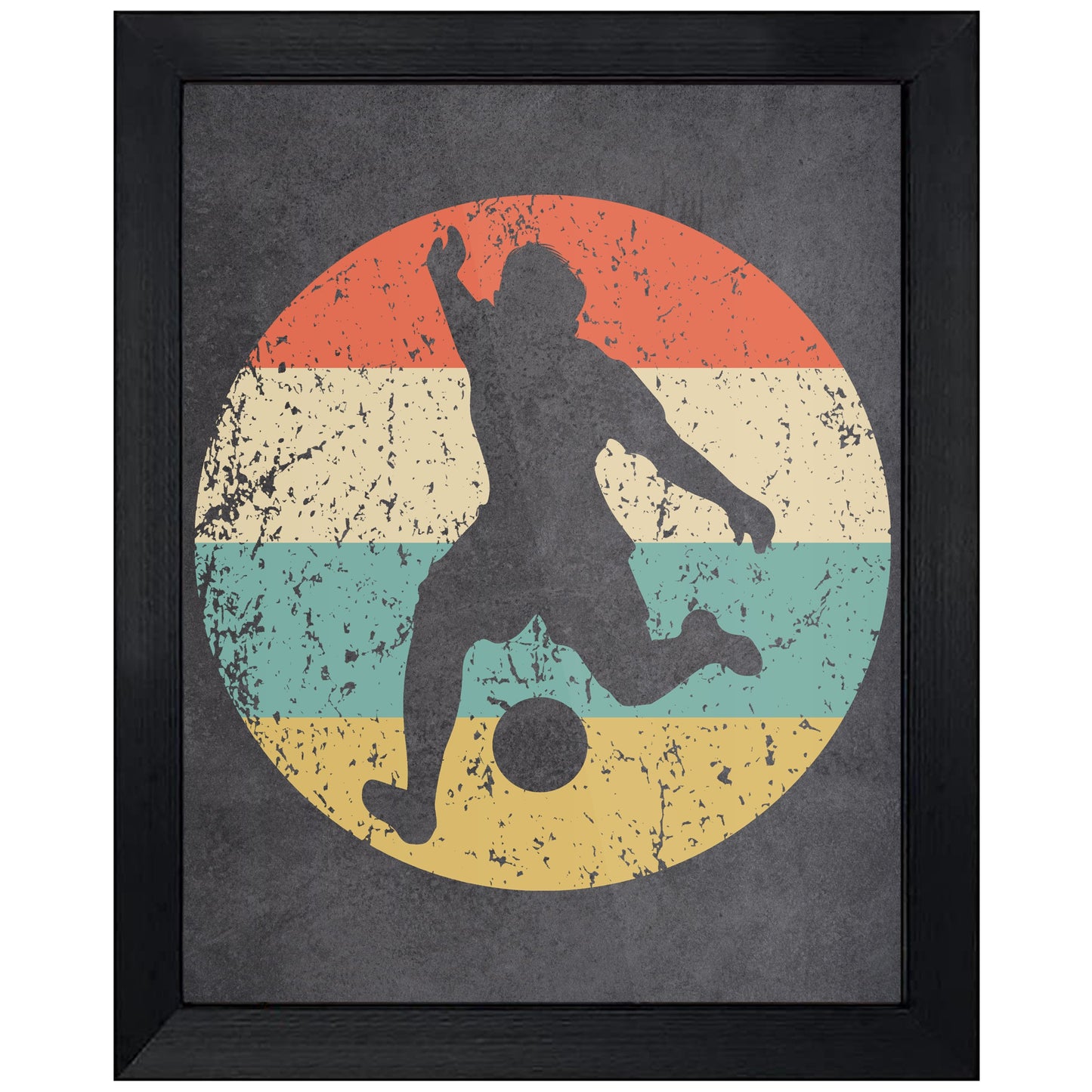 Soccer Player Kick Sports Icon Retro 8"x10" Wall Art Print