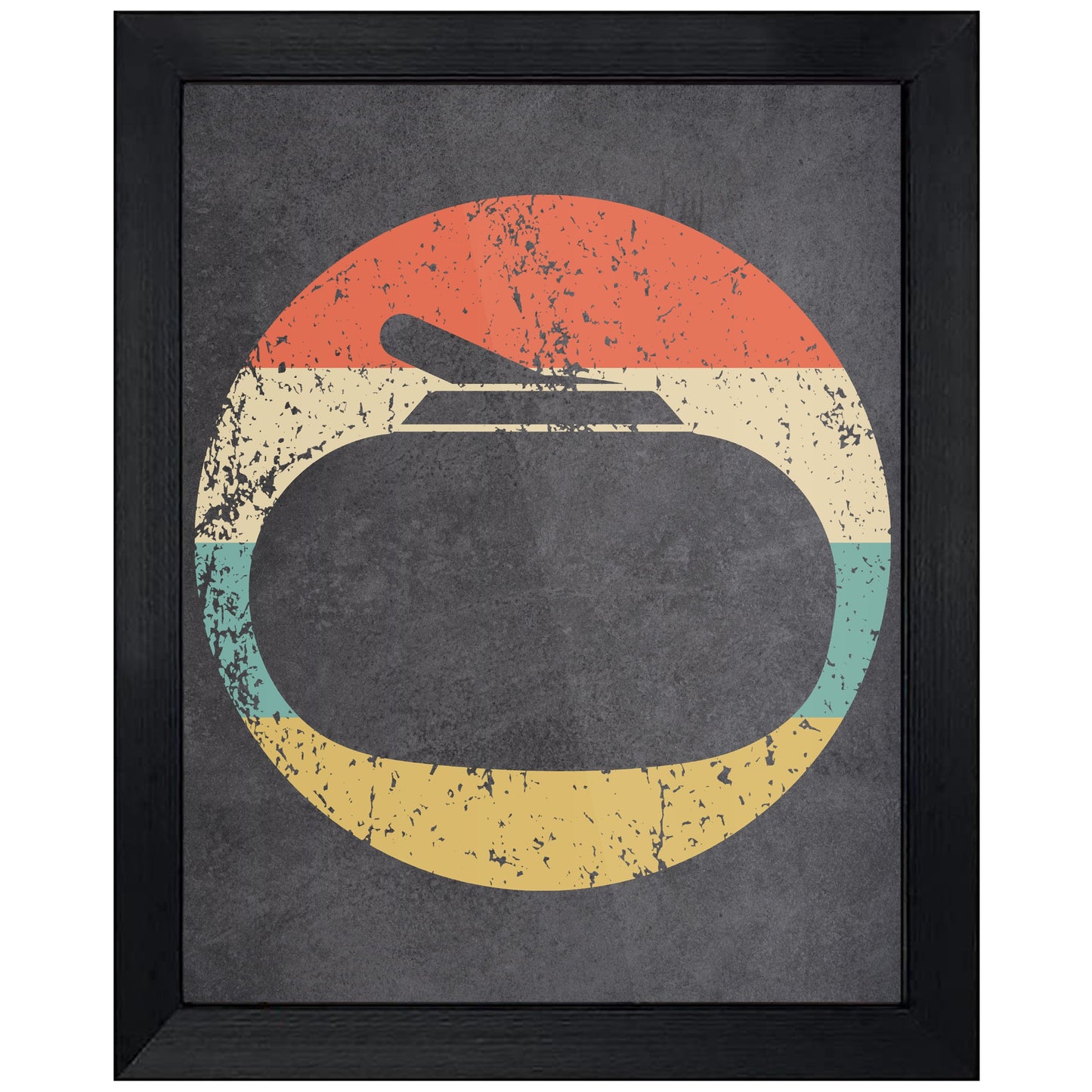 Curling Stone Sports Icon Retro 8"x10" Wall Art Print