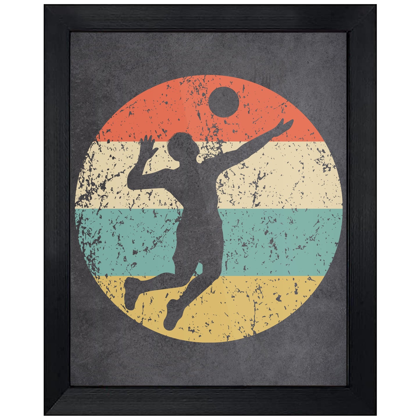Volleyball Player Serve Sports Icon Retro 8"x10" Wall Art Print