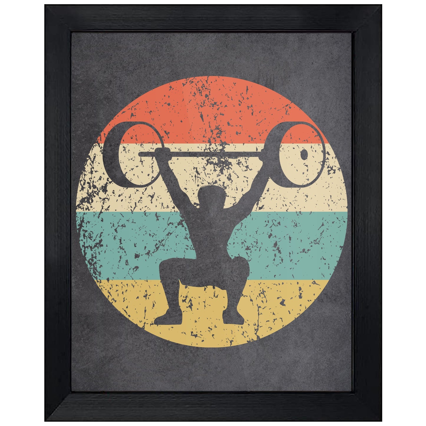 Powerlifting Weightlifter Sports Icon Retro 8"x10" Wall Art Print