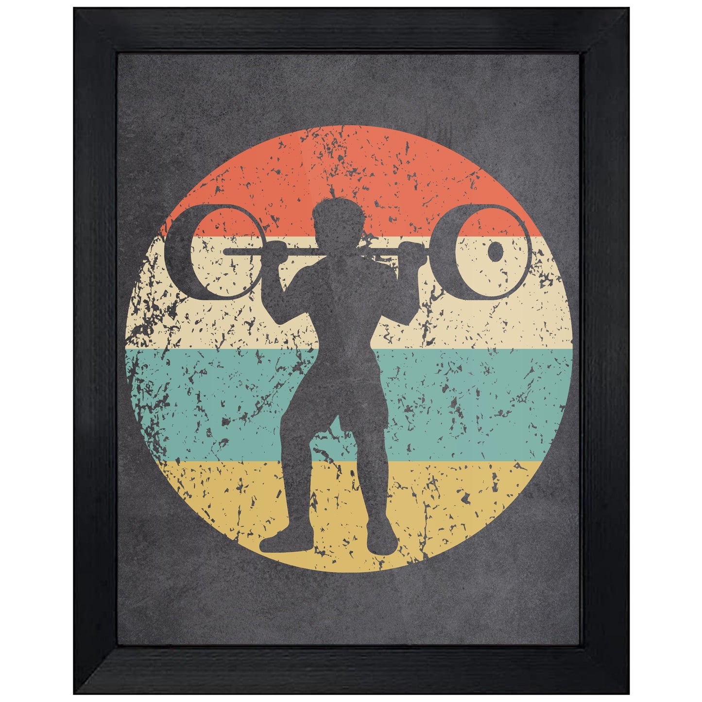 Weightlifting Powerlifting Sports Icon Retro 8"x10" Wall Art Print