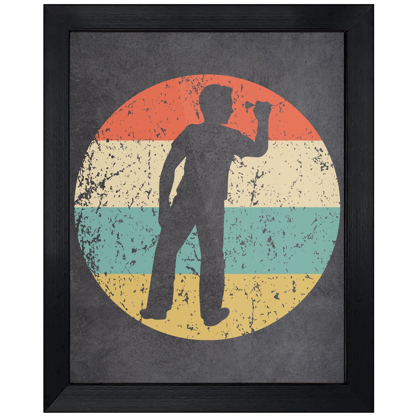 Darts Player Sports Icon Retro 8"x10" Wall Art Print