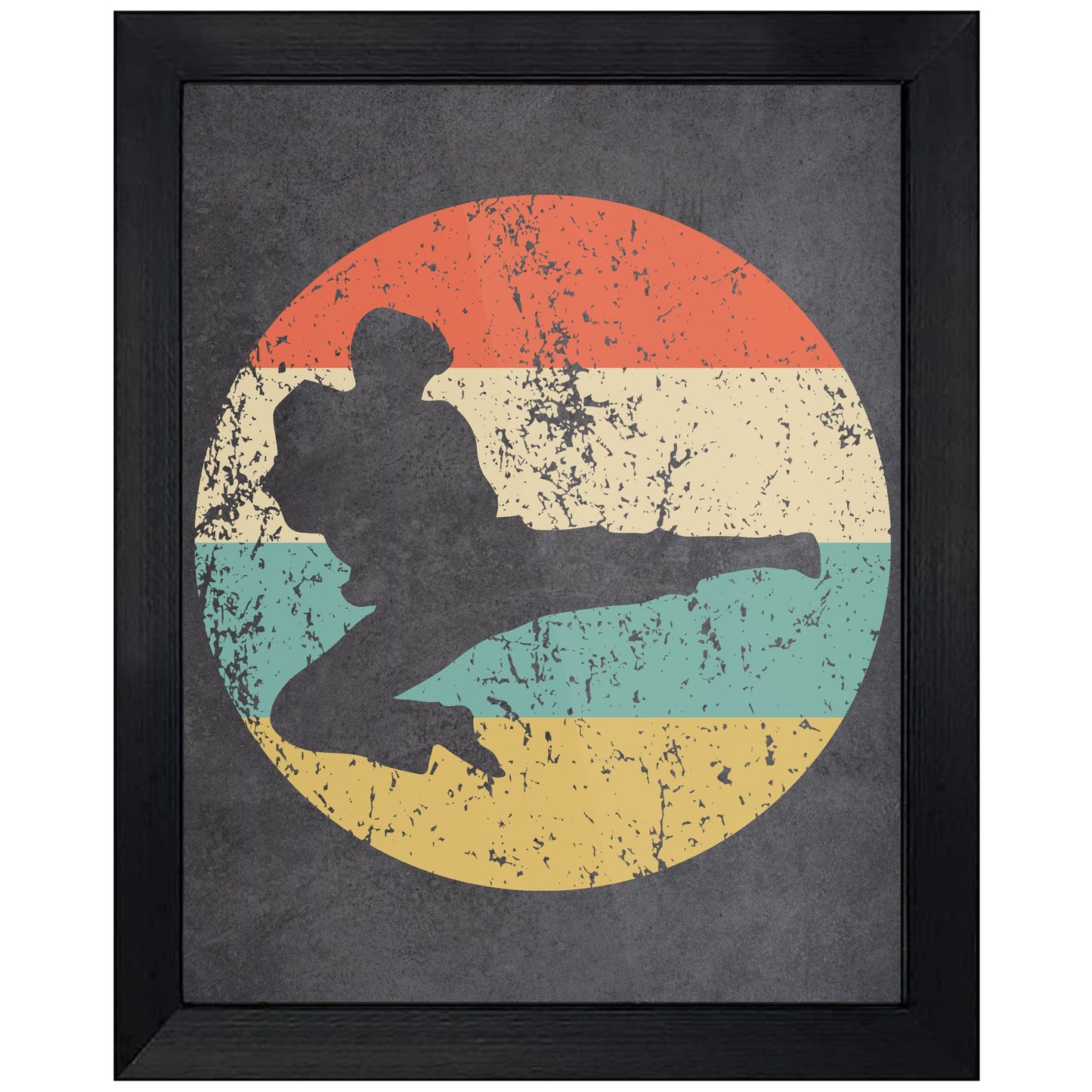 Karate Jump Kick Taekwondo Sports Icon Retro 8"x10" Wall Art Print