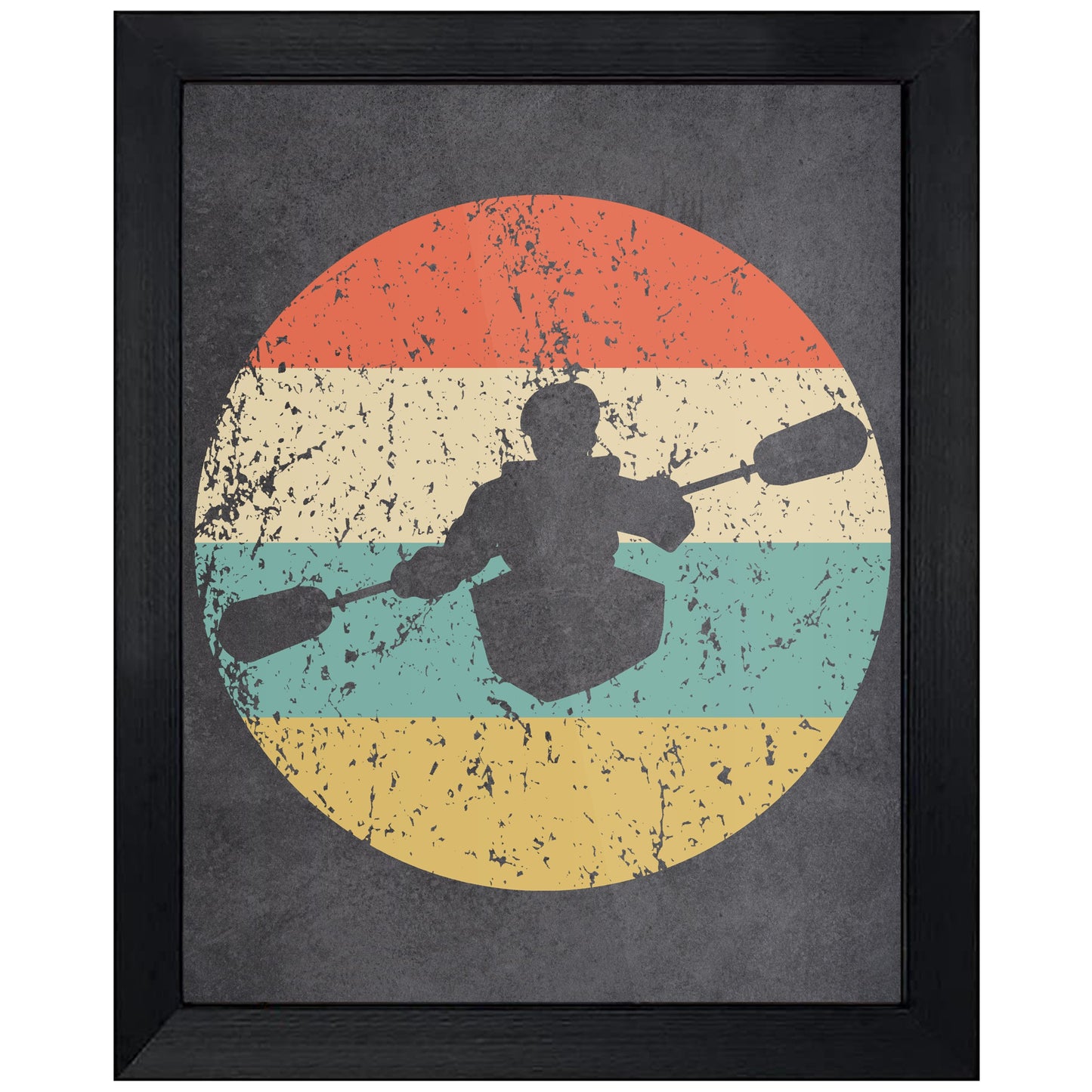 Kayaker Kayaking Sports Icon Retro 8"x10" Wall Art Print
