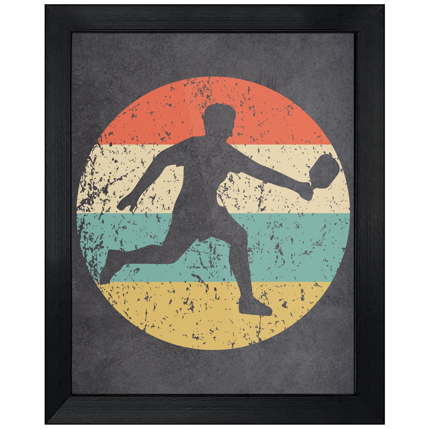 Pickleball Player Sports Icon Retro 8"x10" Wall Art Print
