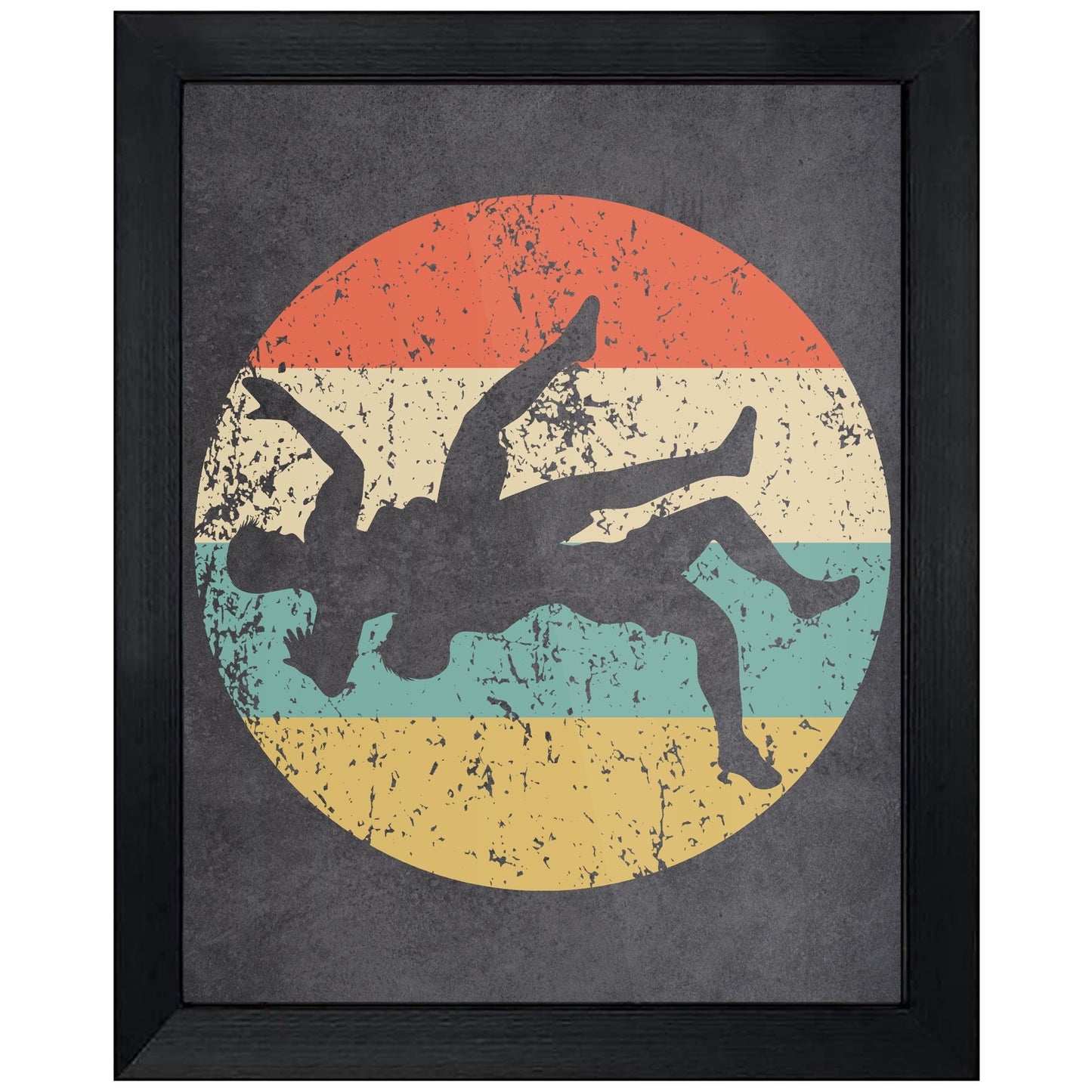 Wrestler Takedown Wrestling Sports Icon Retro 8"x10" Wall Art Print