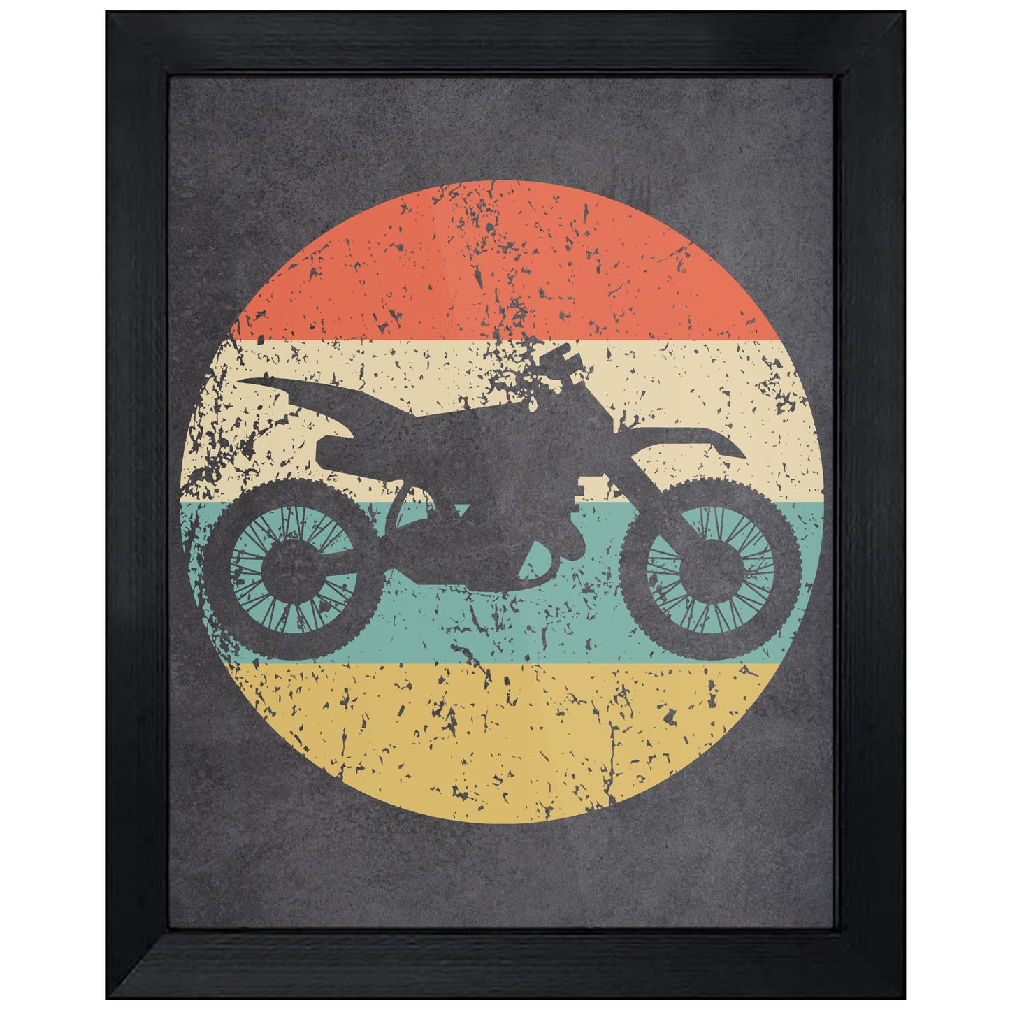 Dirt Bike Motocross Sports Icon Retro 8"x10" Wall Art Print