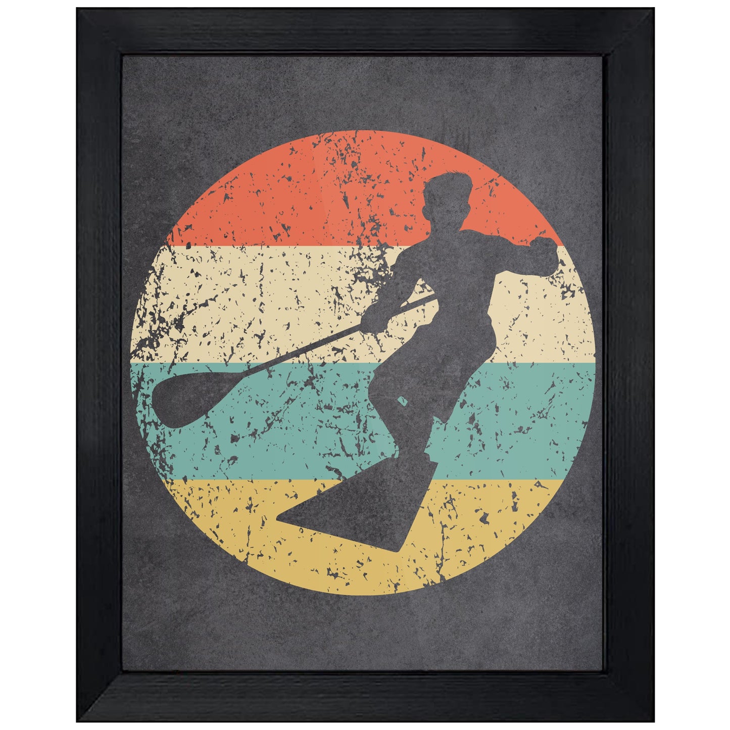 Paddleboarding Paddleboarder Sports Icon Retro 8"x10" Wall Art Print