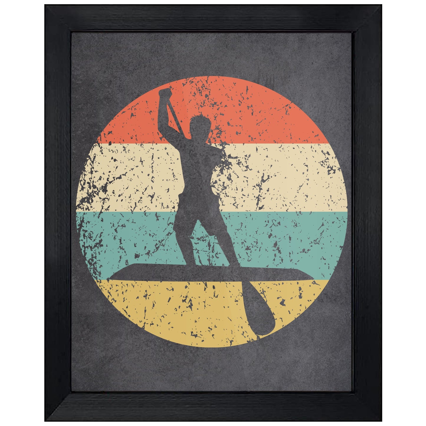 Paddleboarding Paddleboarder Sports Icon Retro 8"x10" Wall Art Print