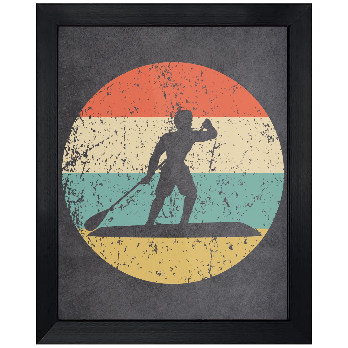 Paddleboarder Paddleboarding Sports Icon Retro 8"x10" Wall Art Print