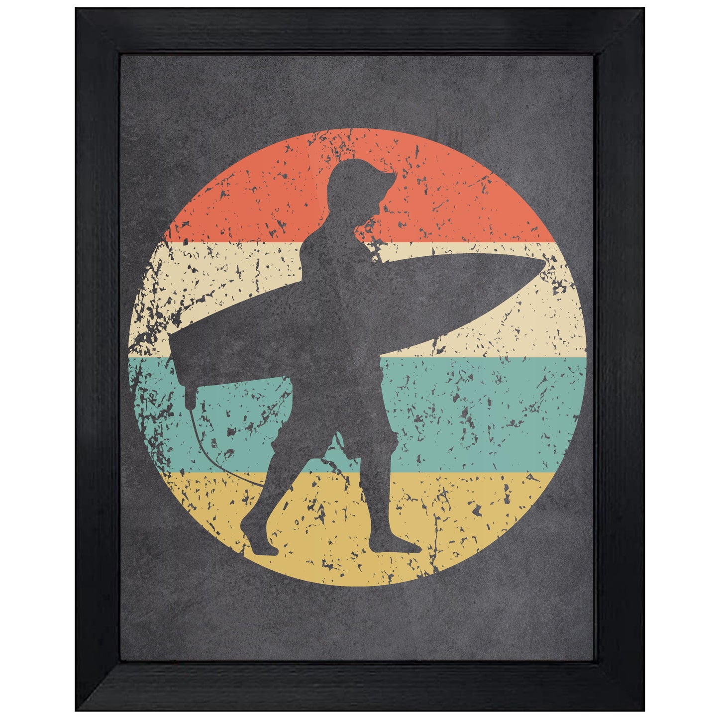 Surfer Surfing Sports Icon Retro 8"x10" Wall Art Print
