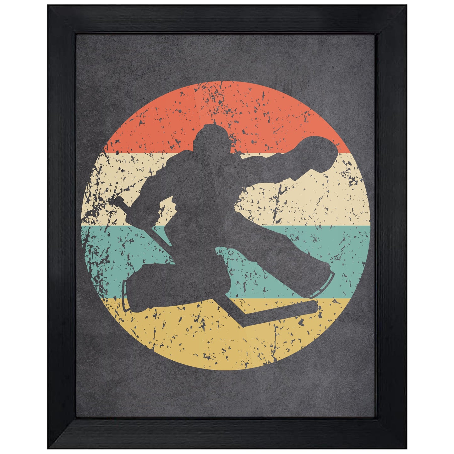 Hockey Player Goalie Sports Icon Retro 8"x10" Wall Art Print
