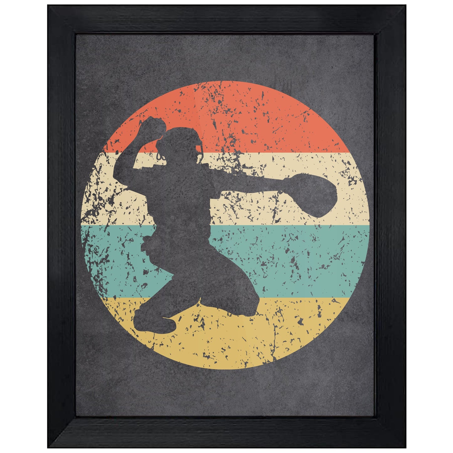 Baseball Player Catcher Sports Icon Retro 8"x10" Wall Art Print